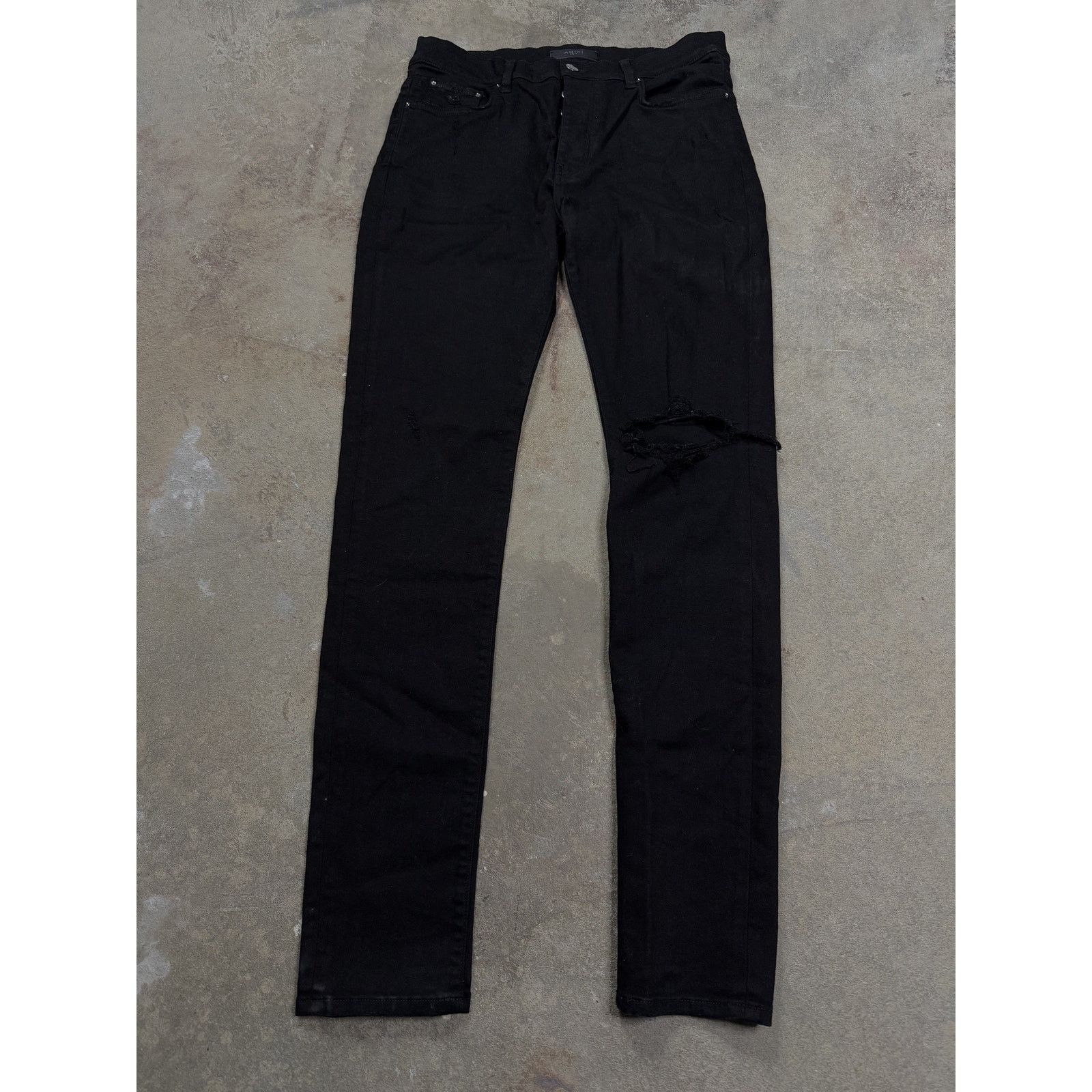 Amiri Amiri Plain Thrasher Black Ripped Used 33 Size US 33 - 1 Thumbnail
