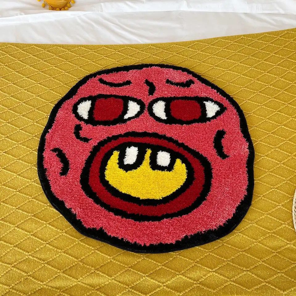 Designer × Japanese Brand Cherry Bomb Rug Pink Handmade Tufted Carpet 100x100cm Size ONE SIZE - 3 Thumbnail