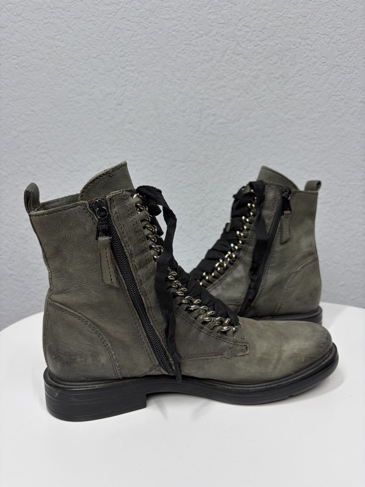 If Six Was Nine AS 98 Vibe Artisan Black Leather Side Zip Ankle Biker Boots Size US 7.5 / EU 40-41 - 8 Thumbnail