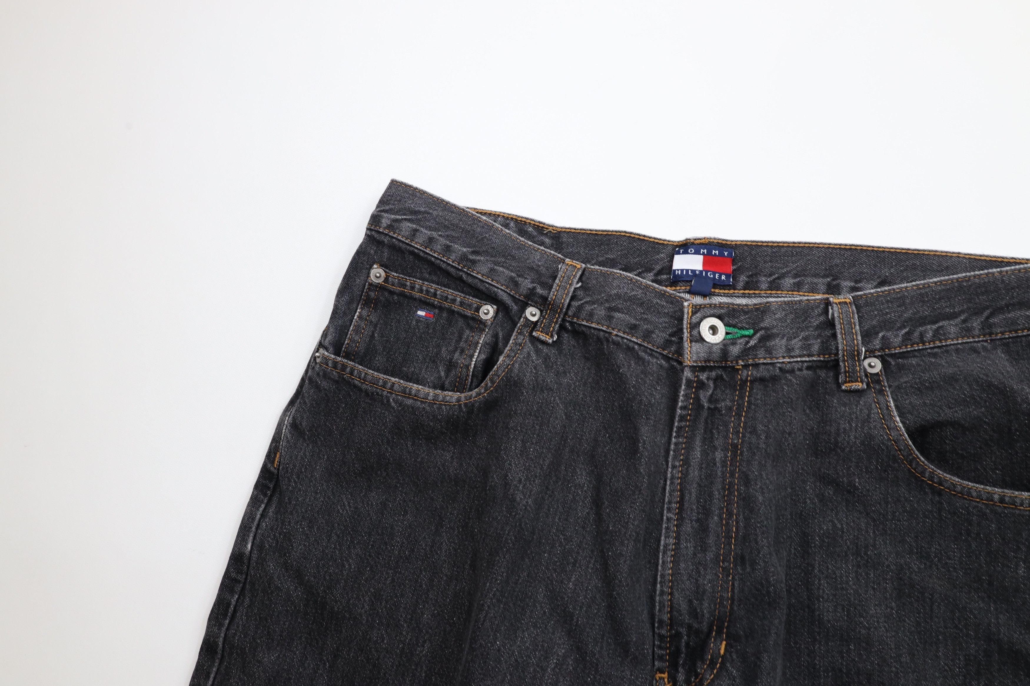 Tommy Hilfiger × Vintage Vintage 90s Tommy Hilfiger Fit Wide Leg Denim Jeans Black Size US 36 / EU 52 - 6 Thumbnail