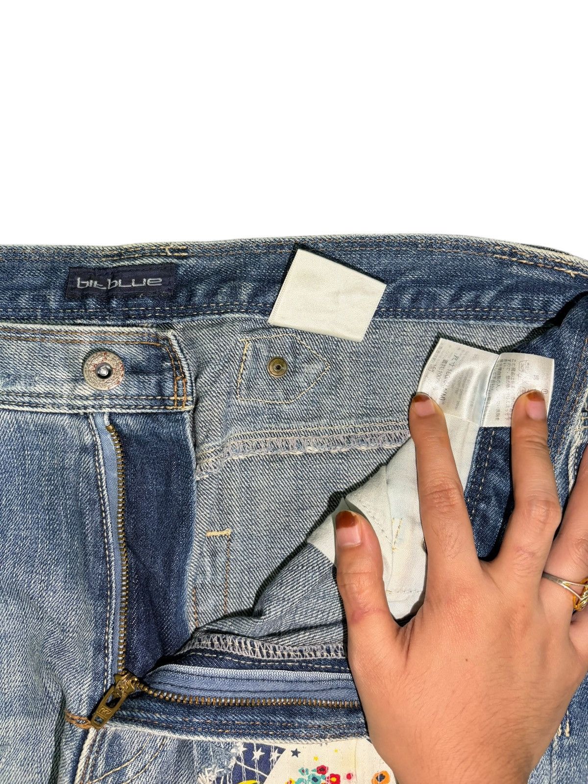 Kapital Vintage Japanese Brand Buckle Back Sashiko Distress Jeans Size 31" - 5 Thumbnail