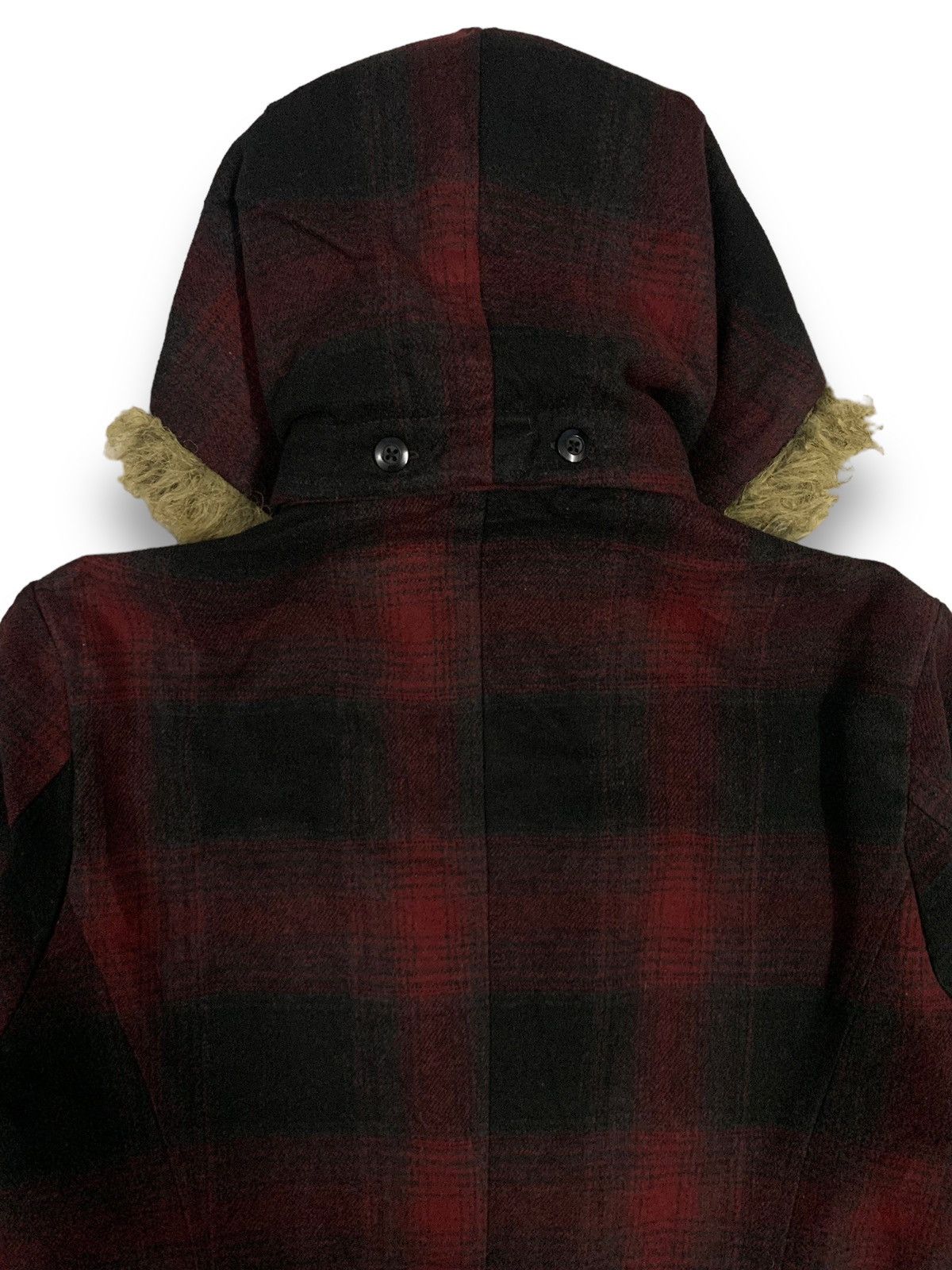 If Six Was Nine Vintage Black Baccara Checkered Faux Fur Hooded Punk Jacket Size US M / EU 48-50 / 2 - 17 Thumbnail