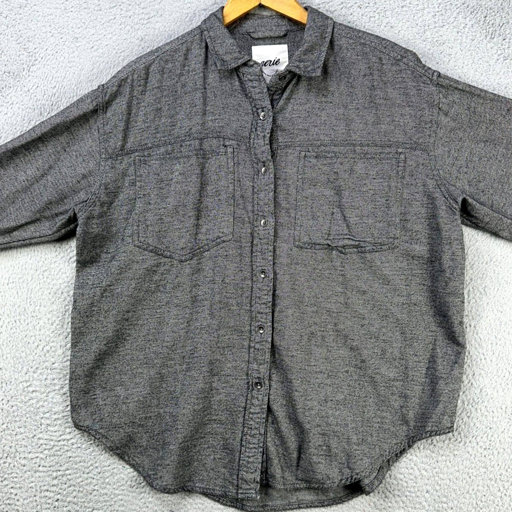 Vintage Aerie Flannel Shirt Womens Small Gray Long Sleeve Pocket Cotton Button Up Casual Size S / US 4 / IT 40 - 3 Thumbnail