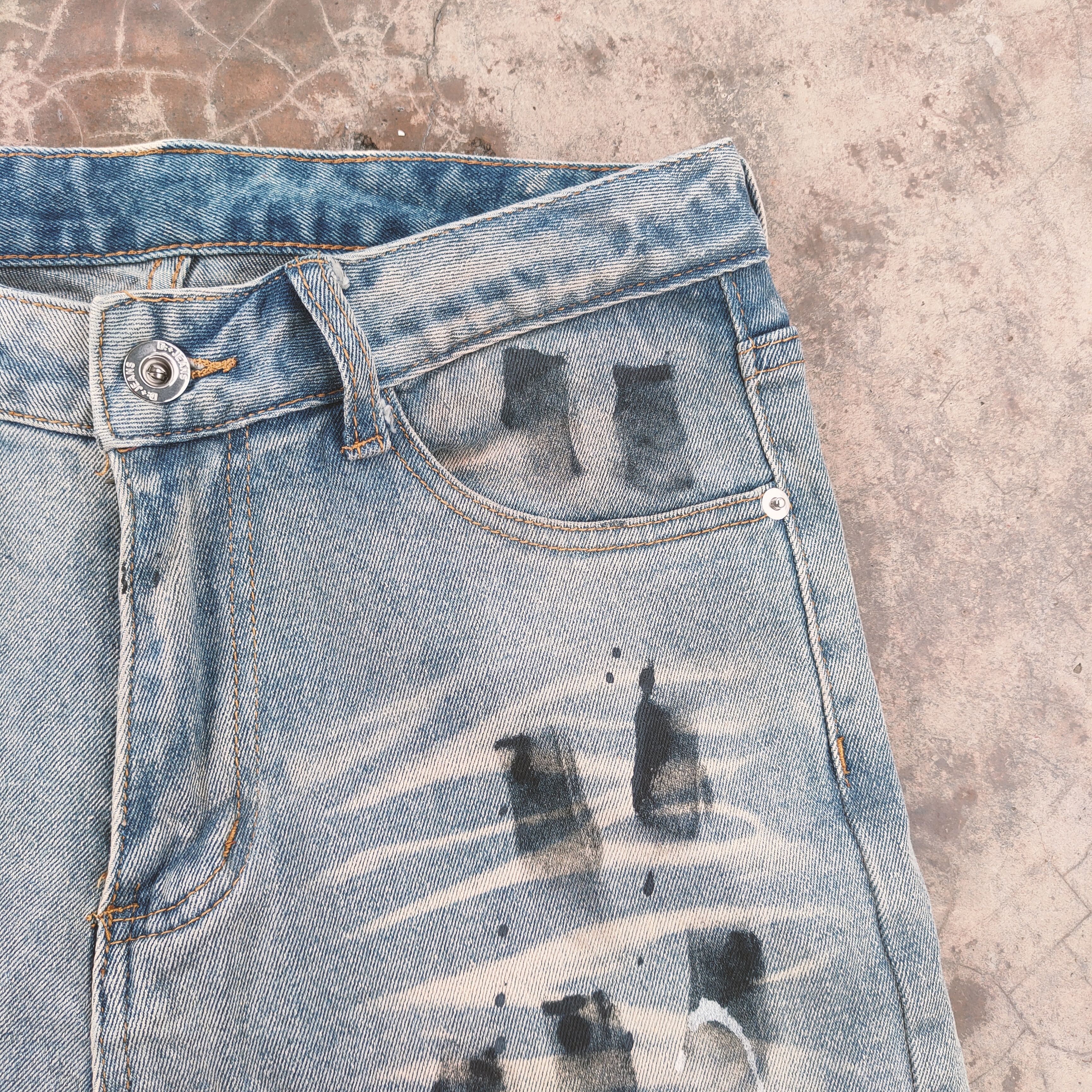Japanese Brand VINTAGE JAPANESE SKINNY FADED PAINT JEANS DENIM PANTS Size US 29 - 6 Thumbnail