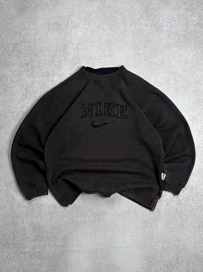 Nike Vintage 90's Nike Central Swoosh Boxy Avantgarde Sweatshirt Size US M / EU 48-50 / 2 - 1 Thumbnail