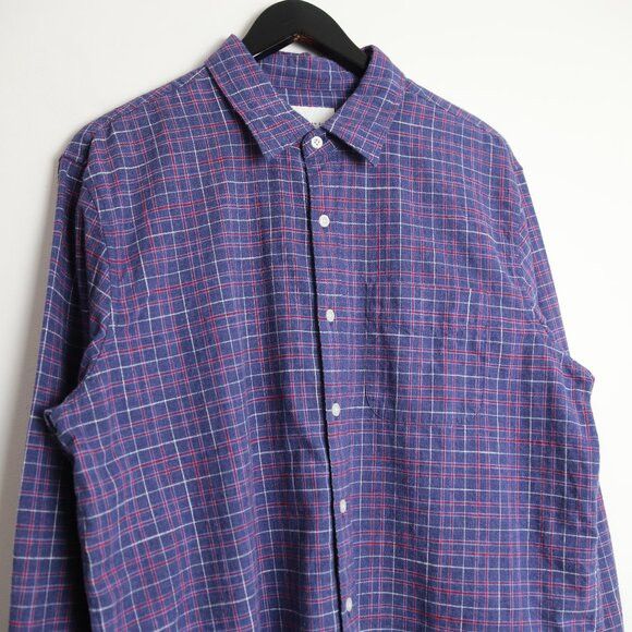 American Eagle Outfitters American Eagle Purple Plaid Classic Fit Long Sleeve Flannel Size US L / EU 52-54 / 3 - 2 Thumbnail