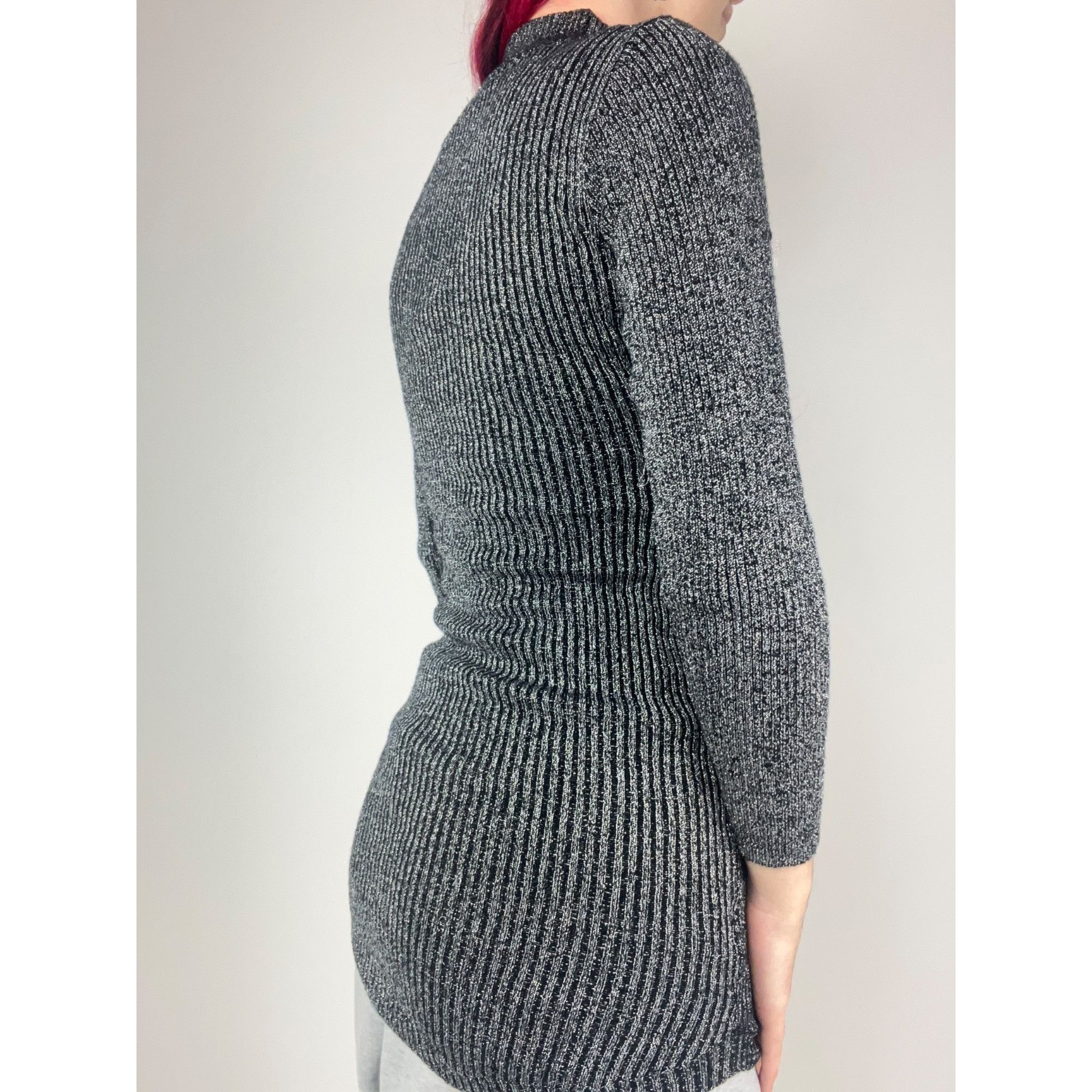 Other Silver Shiny Glittery Turtleneck Sweater Size S / US 4 / IT 40 - 2 Thumbnail