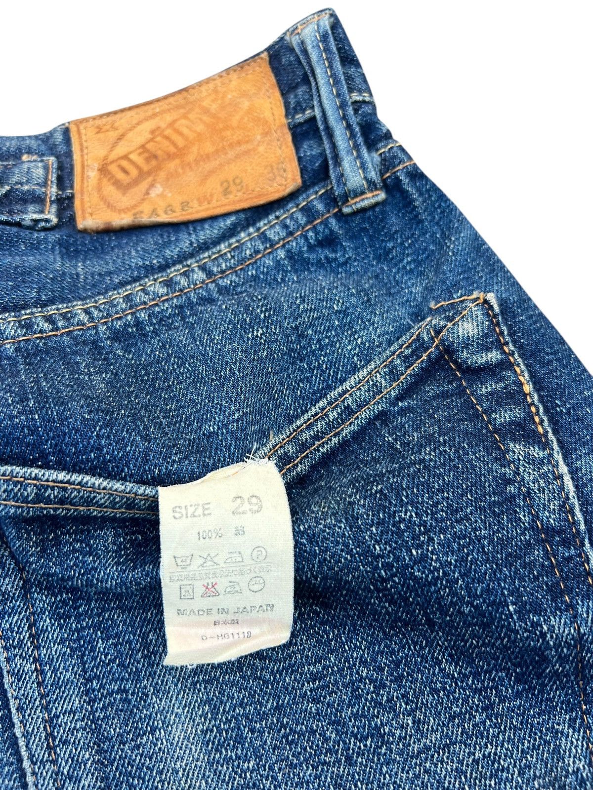 Denime Vintage 90s DENIME Japan Leather Patch Denim Selvedge Jeans Size US 29 - 22 Thumbnail