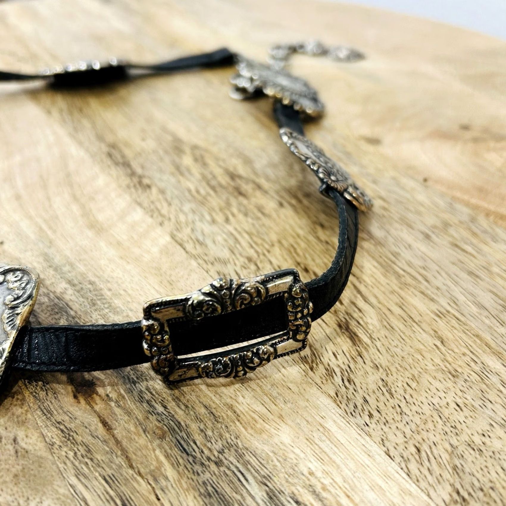 VINTAGE Brighton Belt Western Leather Small 36” Black 