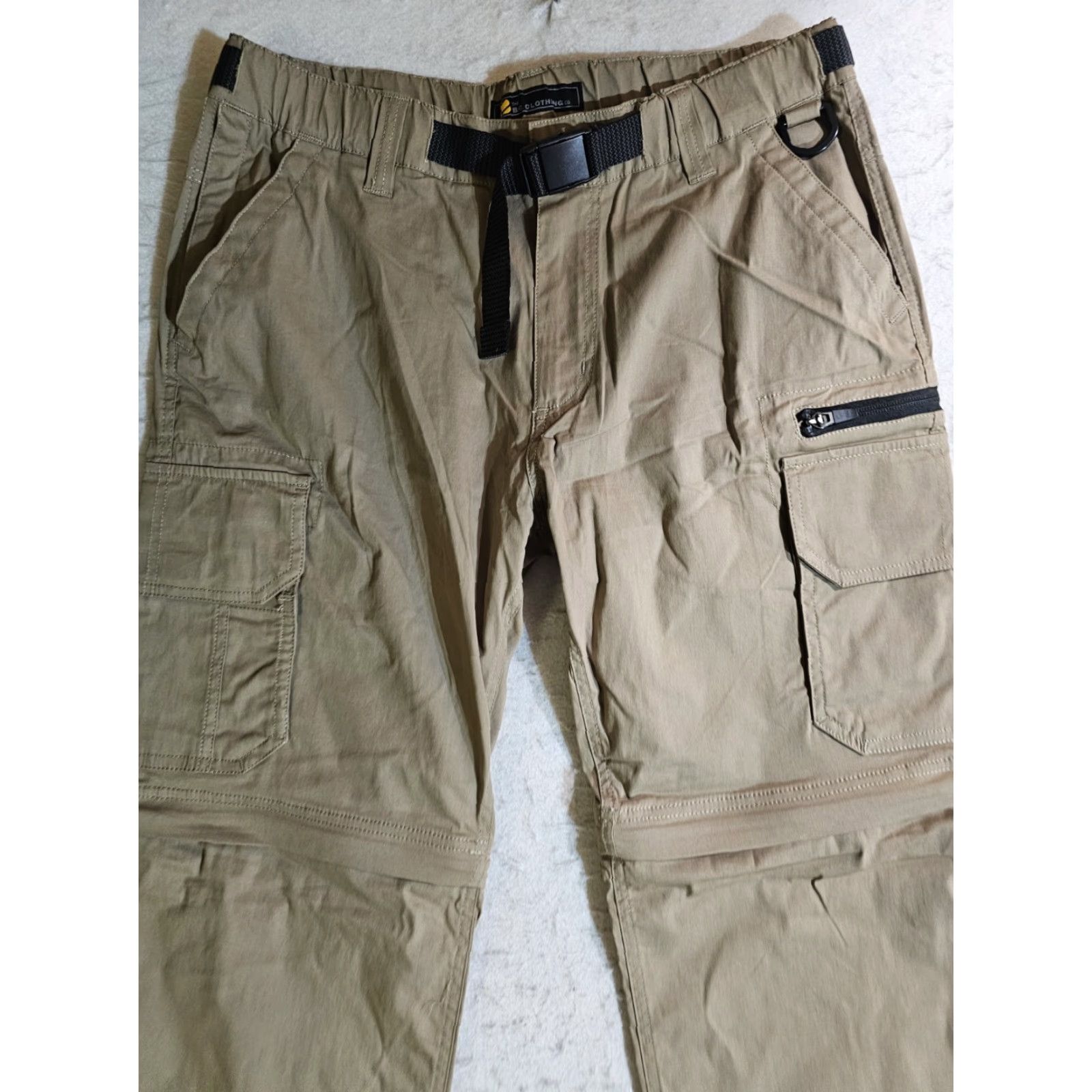 Vintage BC Clothing Classic Convertible Cargo Hiking Pants Khaki Men's Medium 34x30 Size Medium Cargo Pocket Zipper 4-Season Vintage No Size US 31 - 2 Thumbnail