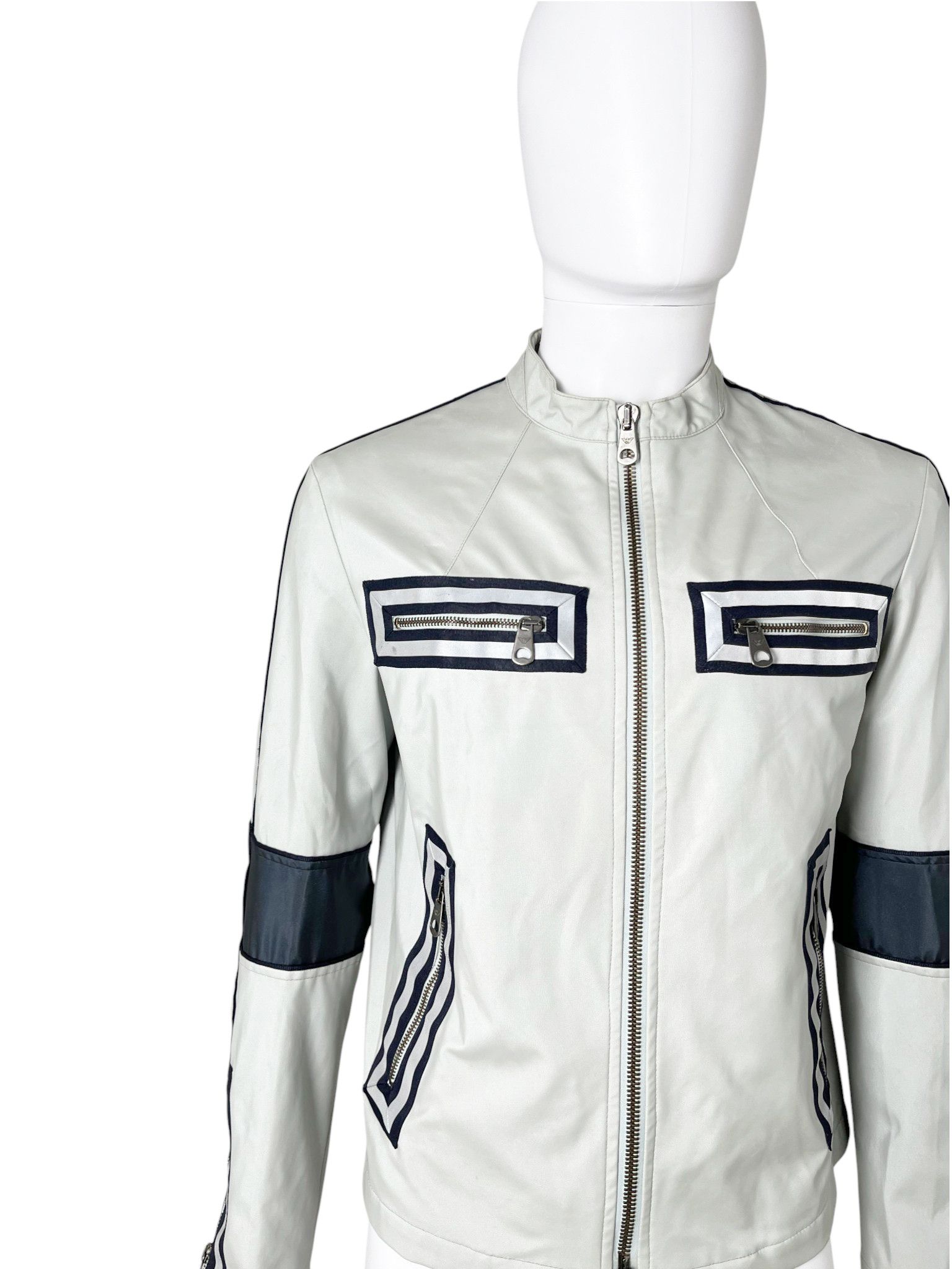 Giorgio Armani 1990's Biker Reflective Grey Jacket Size US M / EU 48-50 / 2 - 6 Thumbnail