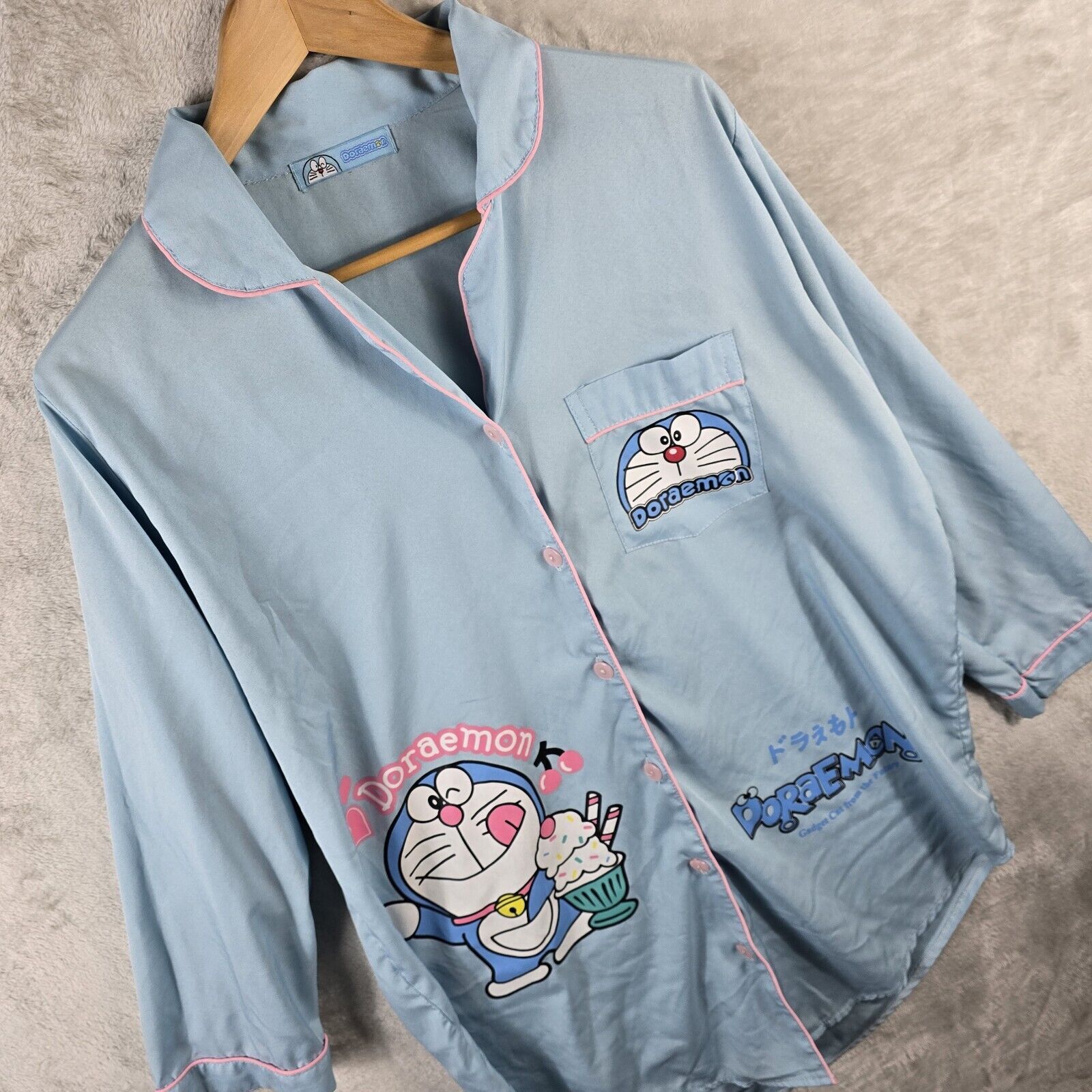 Other Doraemon Manga Anime Robotic Cat Shirt Sleep Wear Button Dwn Size ONE SIZE - 8 Thumbnail