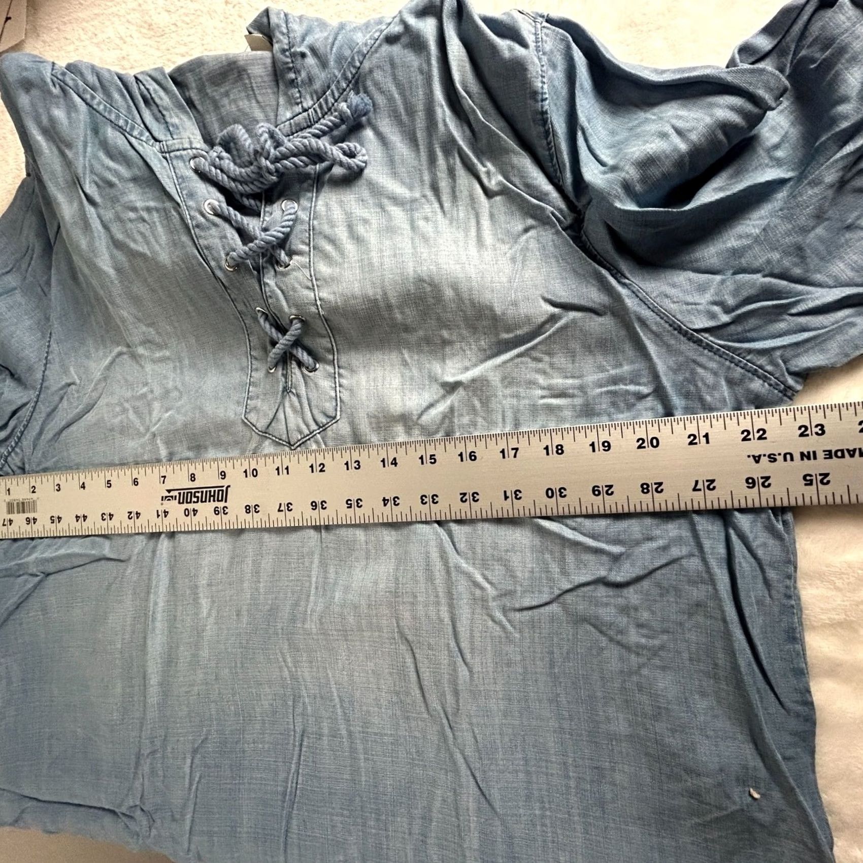 Vintage Zenergy by Chico'S Womens Lace-Up Front Tencel Denim Pullover Jacket Size 3 Size XS / US 0-2 / IT 36-38 - 7 Thumbnail