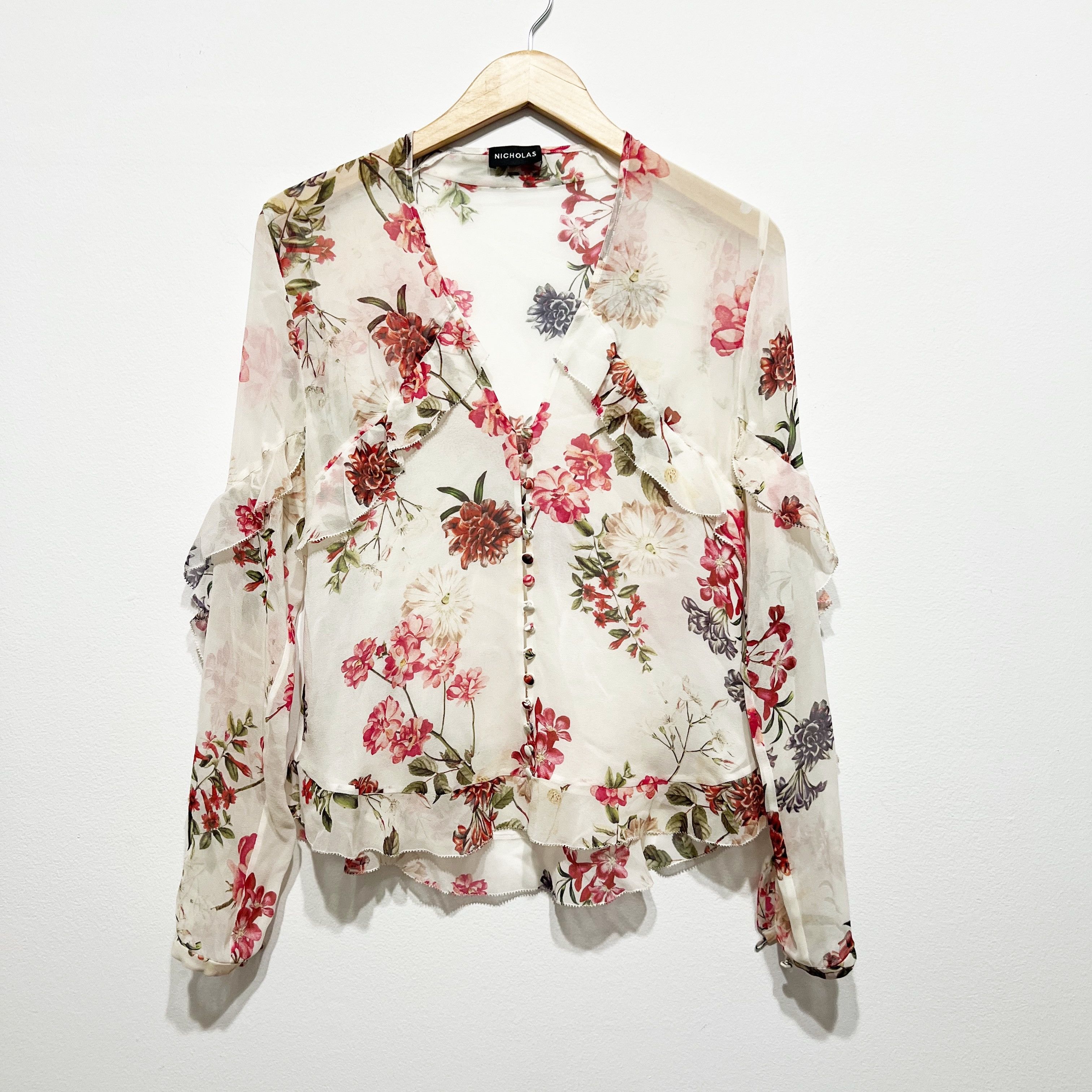 NICHOLAS Nicholas Silk Chiffon Semi Sheer Long Sleeve Size XS / US 0-2 / IT 36-38 - 1 Thumbnail