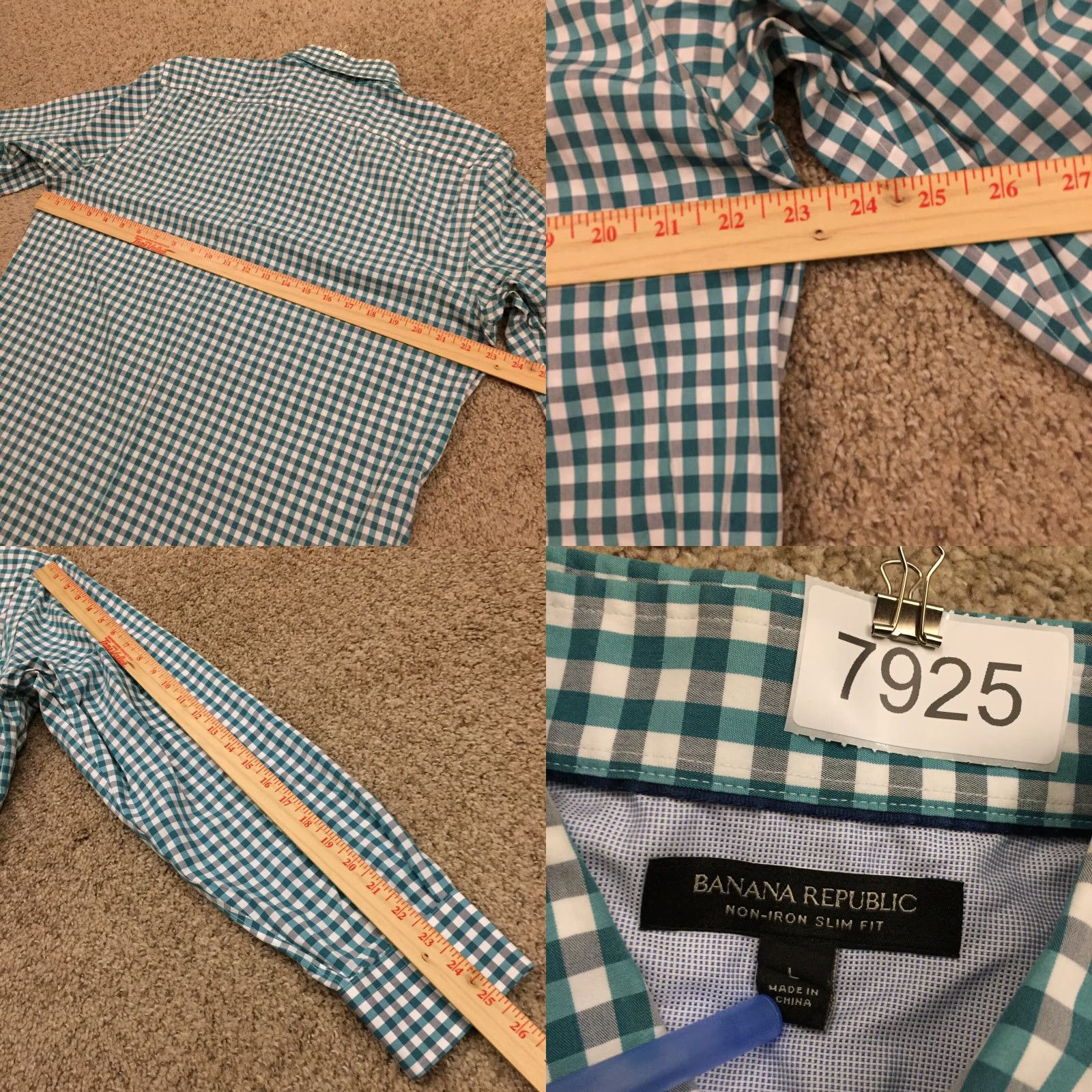 Banana Republic Banana Republic Shirt Mens Large Slim Blue Check Long Sleeve Button Up Cotton Size US L / EU 52-54 / 3 - 8 Thumbnail