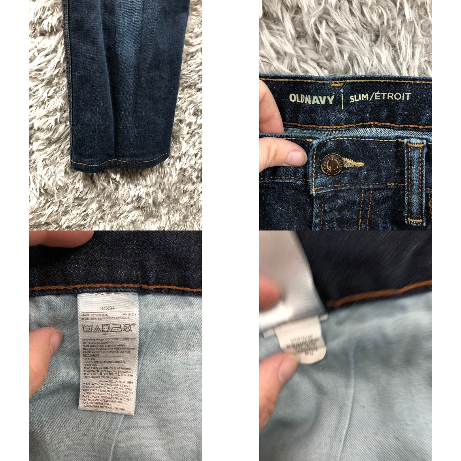 Old Navy Old Navy Slim Jeans Size 34x34 Mens Mid Rise Straight Leg Dark Wash Blue Denim Jeans Size US 34 / EU 50 - 8 Thumbnail