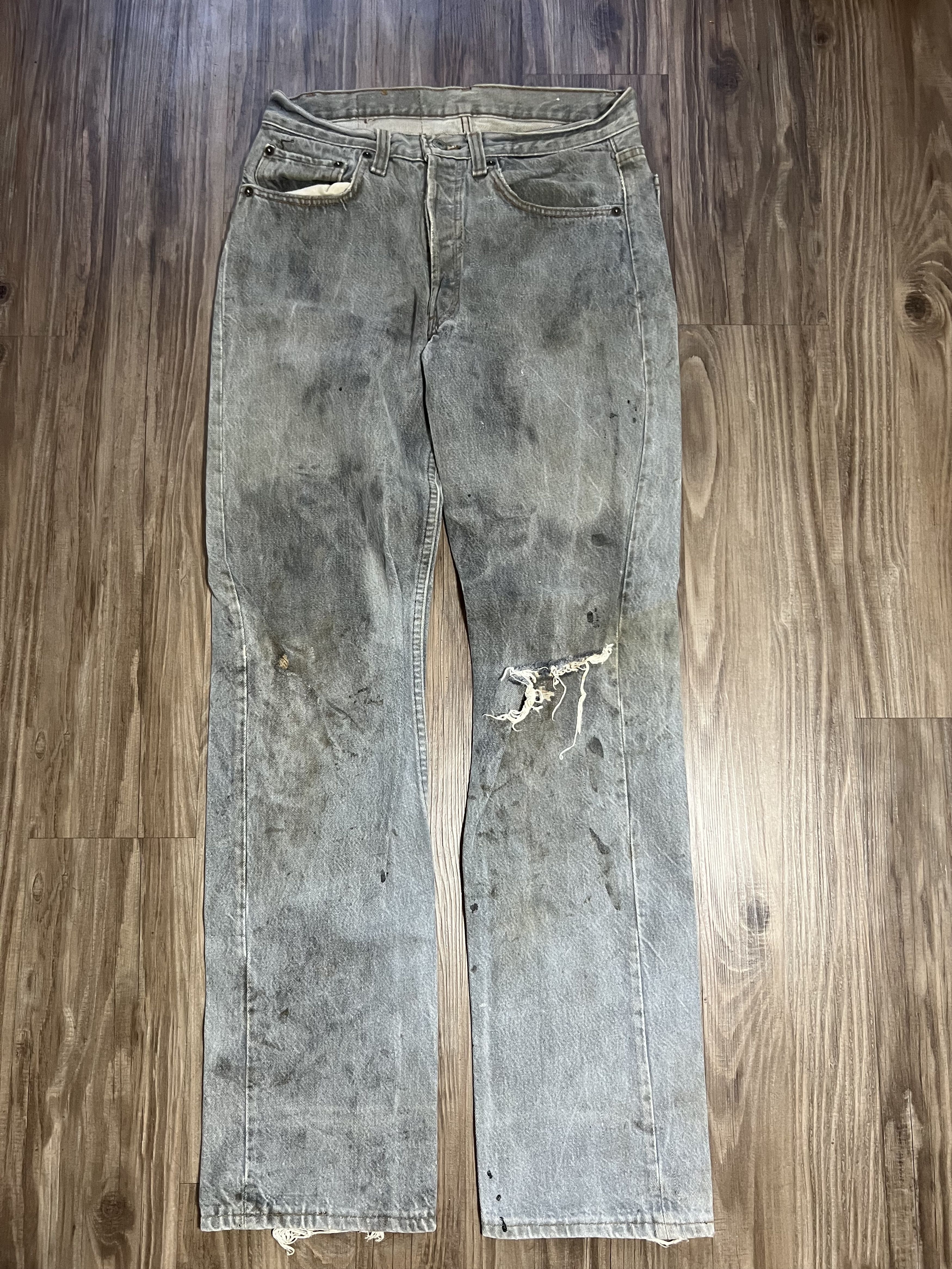 image of Levis x Levis Vintage Clothing Vintage 501 Levi's Black Ultra Worn Denim Jeans, Men's (Size 30)