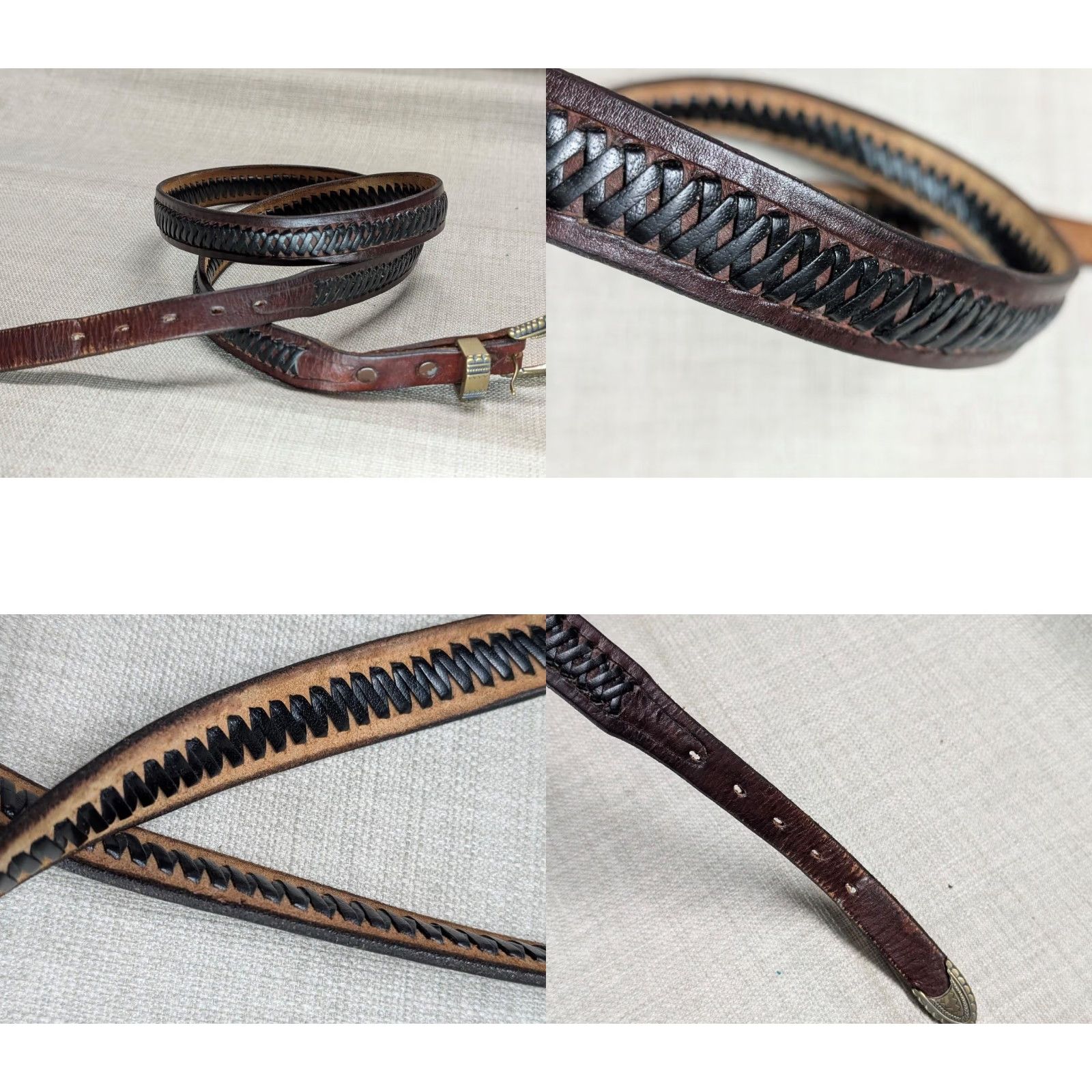 Vintage VINTAGE HANDCRAFTED western belt belt 42 brown leather cowhide Ranger Mens Size 42 - 8 Thumbnail