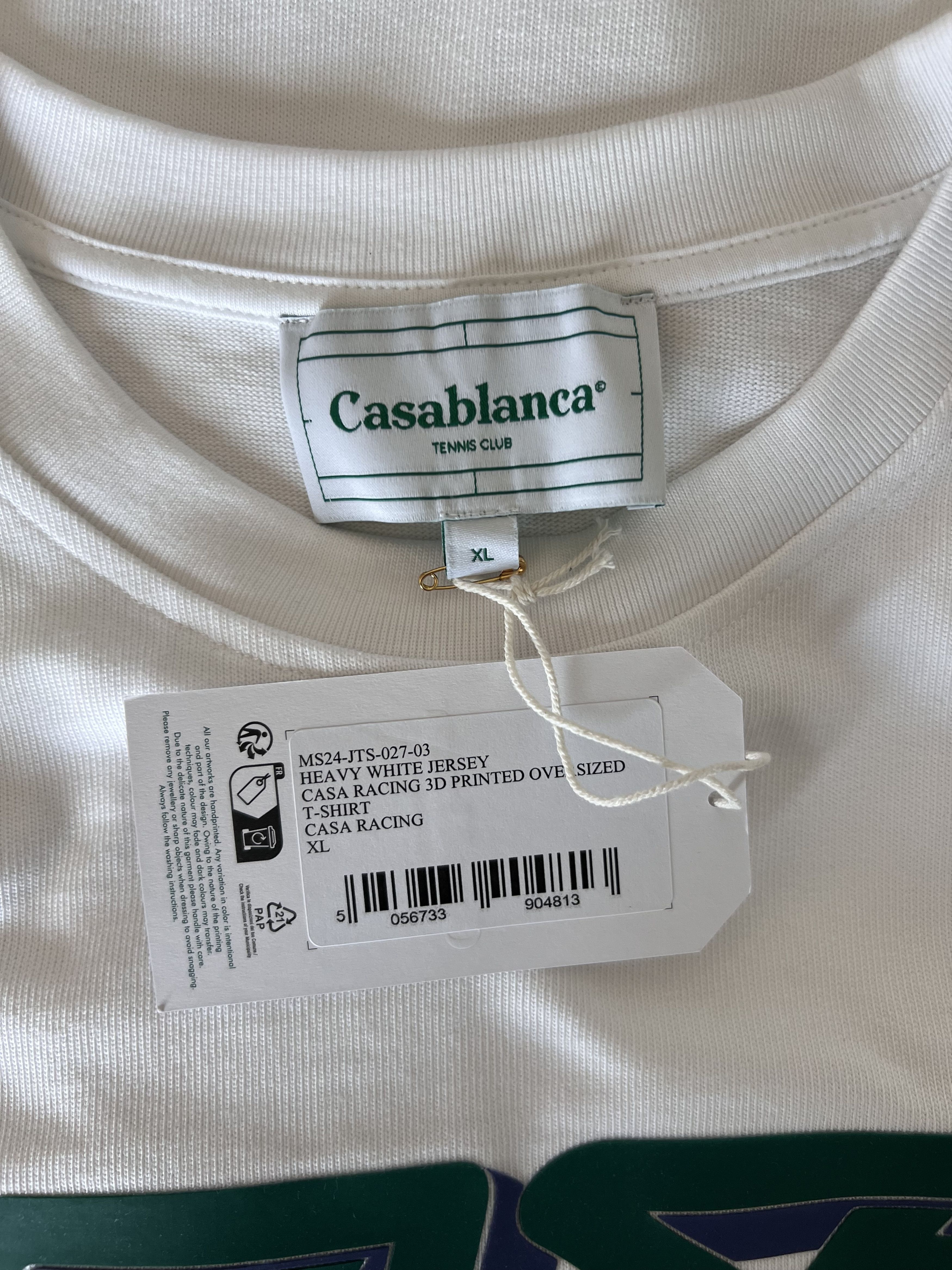 Casablanca Casablanca Casa Racing 3D Printed Oversized Tee in White Size US XL / EU 56 / 4 - 5 Thumbnail