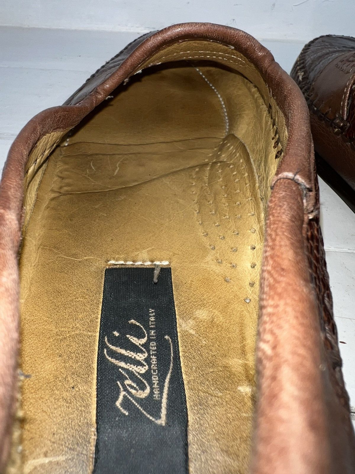 Zelli Zelli Genuine Ostrich Brown Leather Milano Penny Loafer Size US 8.5 / EU 41-42 - 11 Thumbnail
