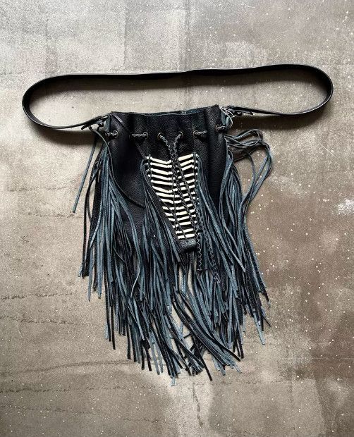 GOA GOA Early Handmade Beaded Fringe Leather Bag Size ONE SIZE - 2 Thumbnail