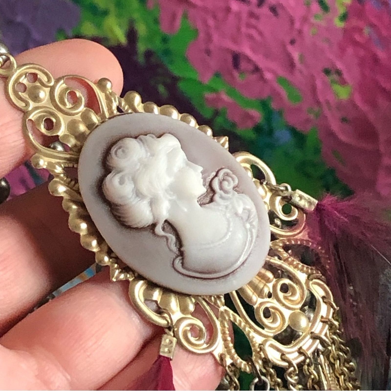 Jewelry Handcrafted filigree cameo Pearl genuine ruby necklace Size ONE SIZE - 11 Thumbnail