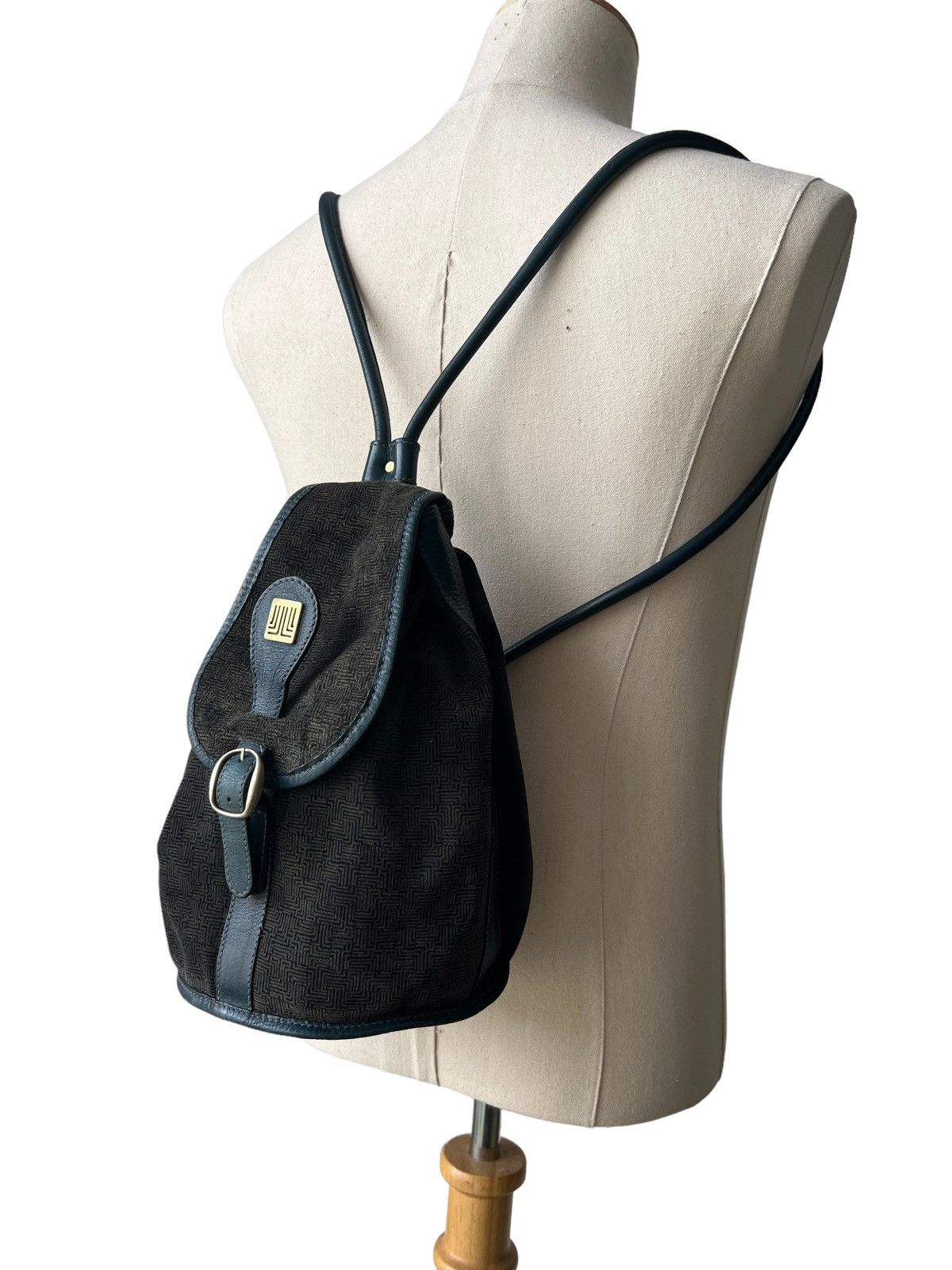 Lanvin 1980s Lanvin Paris Monogram Jacquard Hybrid Velvet Backpack Size ONE SIZE - 2 Thumbnail