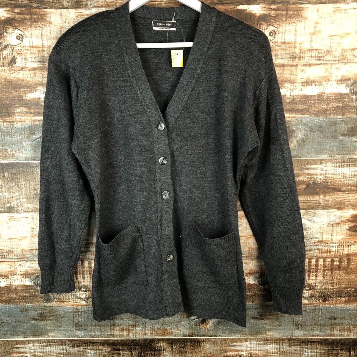 Japanese Brand Quide Nevf Black Cardigan Knitwear #A1385 Size US L / EU 52-54 / 3 - 3 Thumbnail