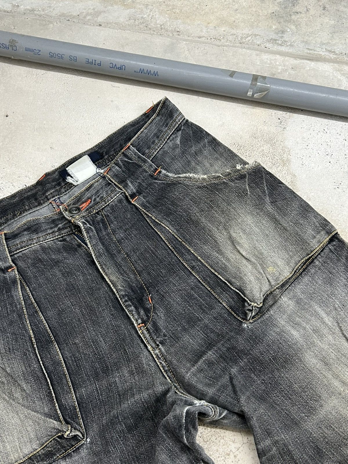 GOSTAR DE FUGA × Japanese Brand Eastboy Men Jean Loose Baggy Fit Grey Washed Distressed Size US 31 - 6 Thumbnail