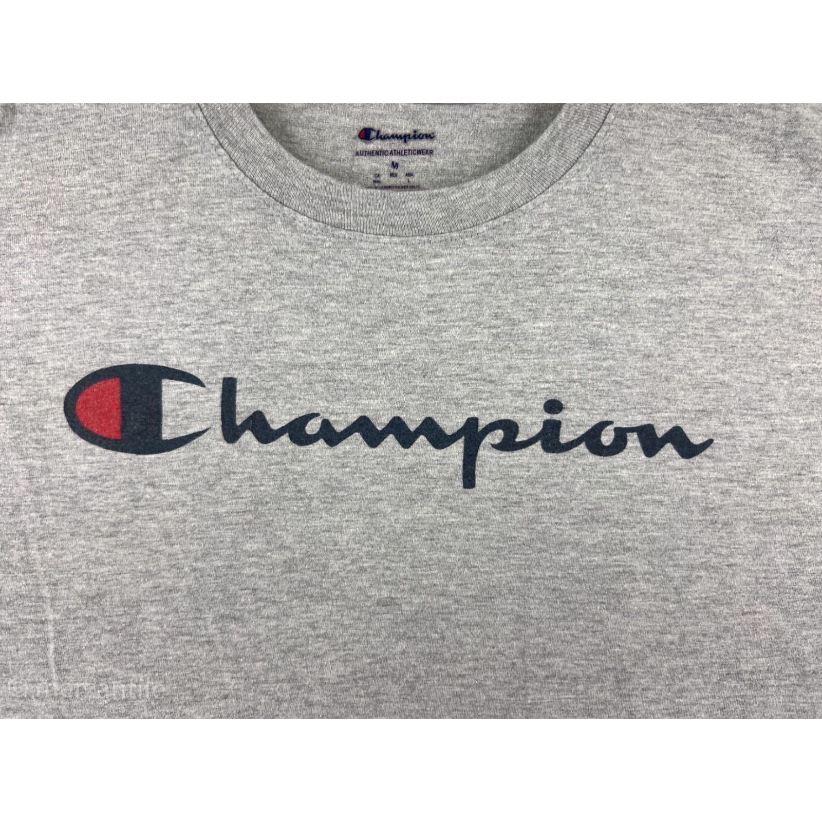 Champion Champion Shirt Men Medium Gray Short Sleeve Crew Neck Cotton Blend Logo Sports Mens Size US M / EU 48-50 / 2 - 3 Thumbnail