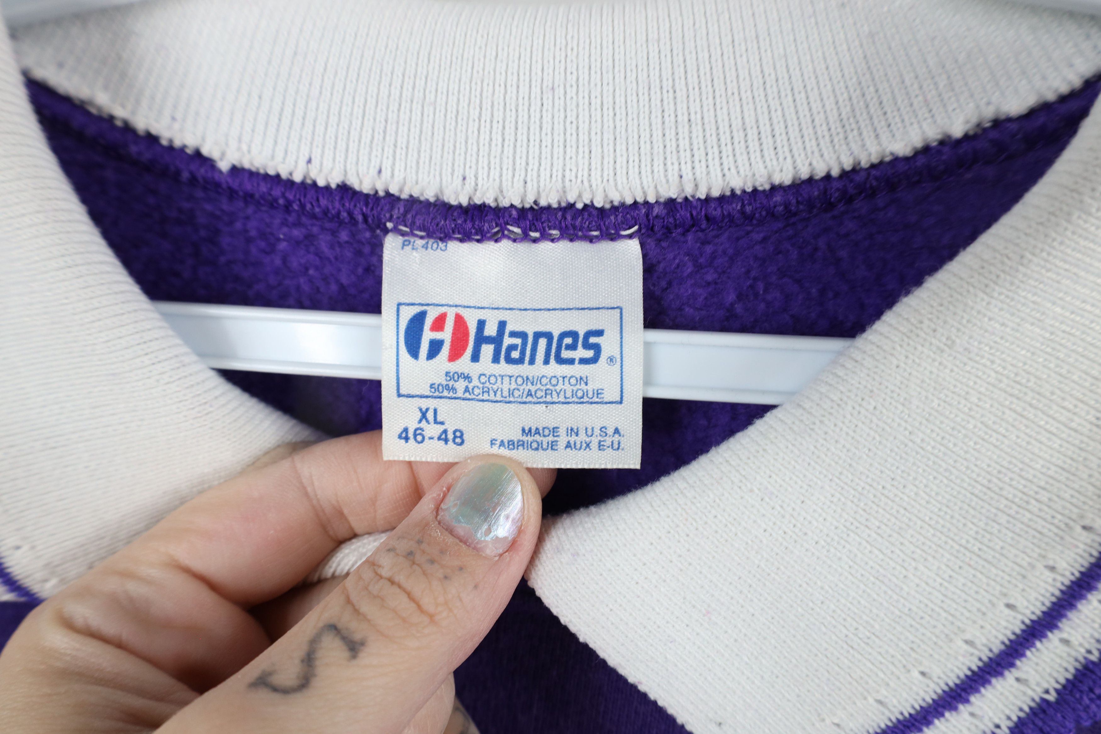 Vintage Vintage 90s Streetwear Ducks Collared Sweatshirt Purple USA Size XL / US 12-14 / IT 48-50 - 6 Thumbnail