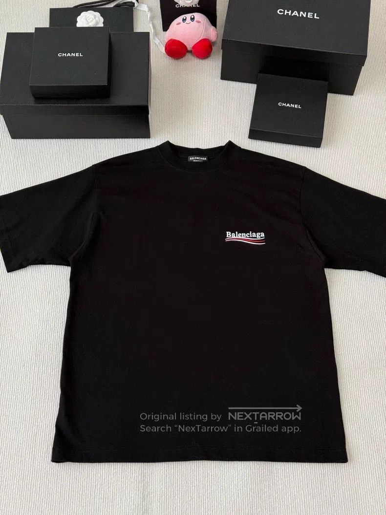 Balenciaga Balenciaga Classic Black Embroidered Coke Short Sleeve Size US L / EU 52-54 / 3 - 1 Thumbnail