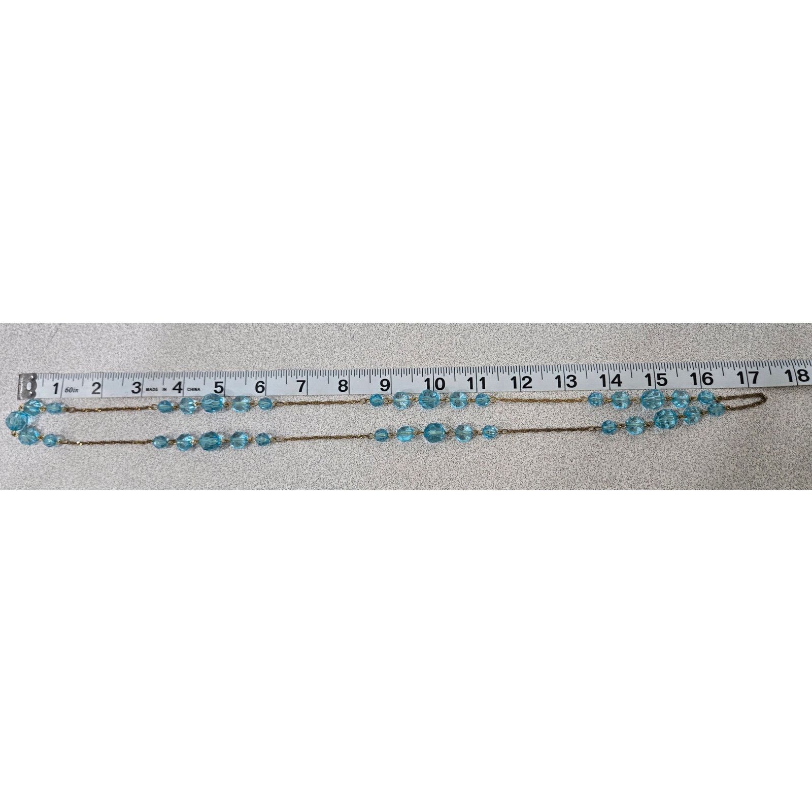 Other Gold Blue Clear Rounded Beads Infinity Necklace 17" Size ONE SIZE - 3 Thumbnail