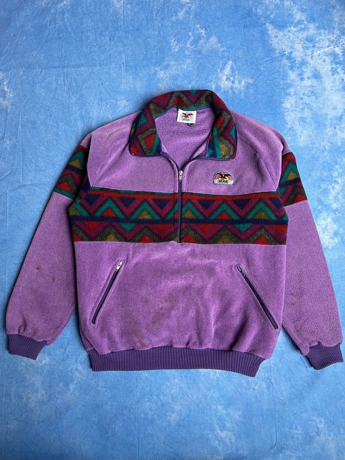 SALEWA Vintage 90s Salewa Aztec Synchilla Fleece Outdoor Granola Size US L / EU 52-54 / 3 - 1 Thumbnail
