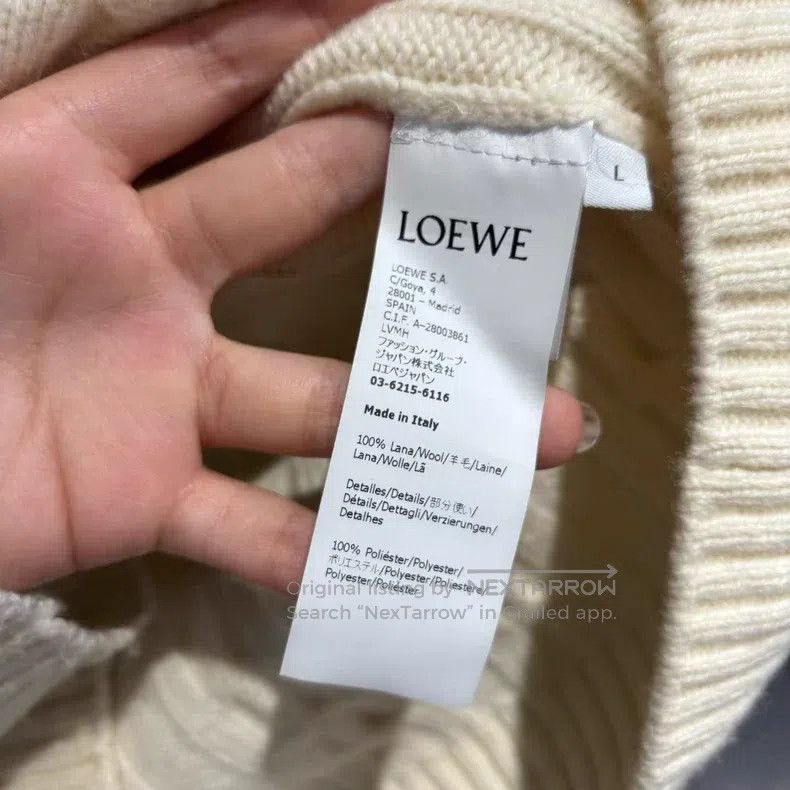 Loewe Loewe White Striped V-neck Pullover Sweater Size L / US 10 / IT 46 - 4 Thumbnail
