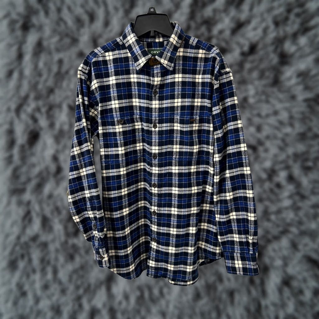 Orvis VINTAGE Orvis Perfect Flannel Shirt Mens M Blue Heavyweight Plaid Button Down L/S Size US M / EU 48-50 / 2 - 1 Thumbnail
