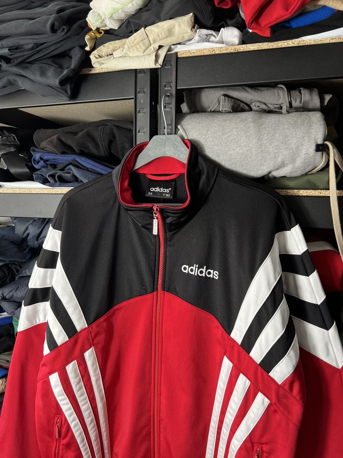 Adidas Vintage Adidas Track Jacket Red Black 90s Three Stripes Size US M / EU 48-50 / 2 - 2 Thumbnail