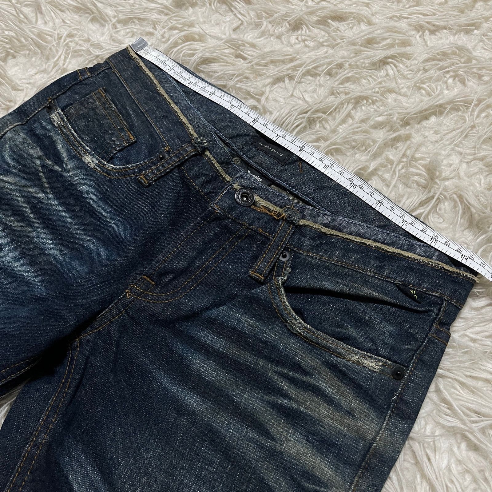 14th Addiction Vintage Japanese Brand Faded Wash Low-rise Denim Jeans Blue Size 29" - 11 Thumbnail