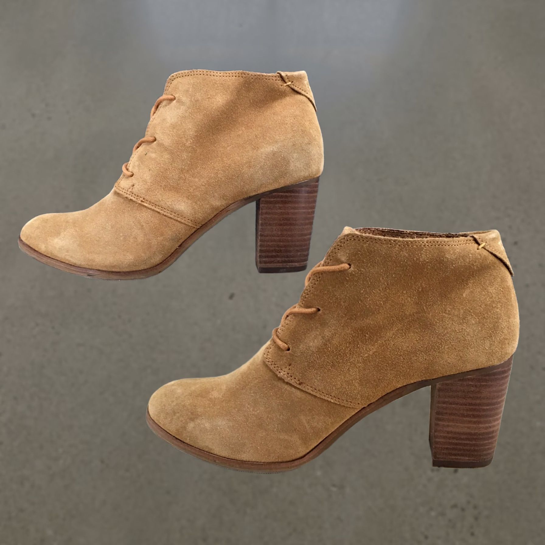 Toms TOMS Boots Womens 9.5 Chukka Tan Lace Up Casual Comfort Ankle Bootie Block Heel 3" Suede Brown Casual Womens Shoes Size L / US 10 / IT 46 - 1 Thumbnail