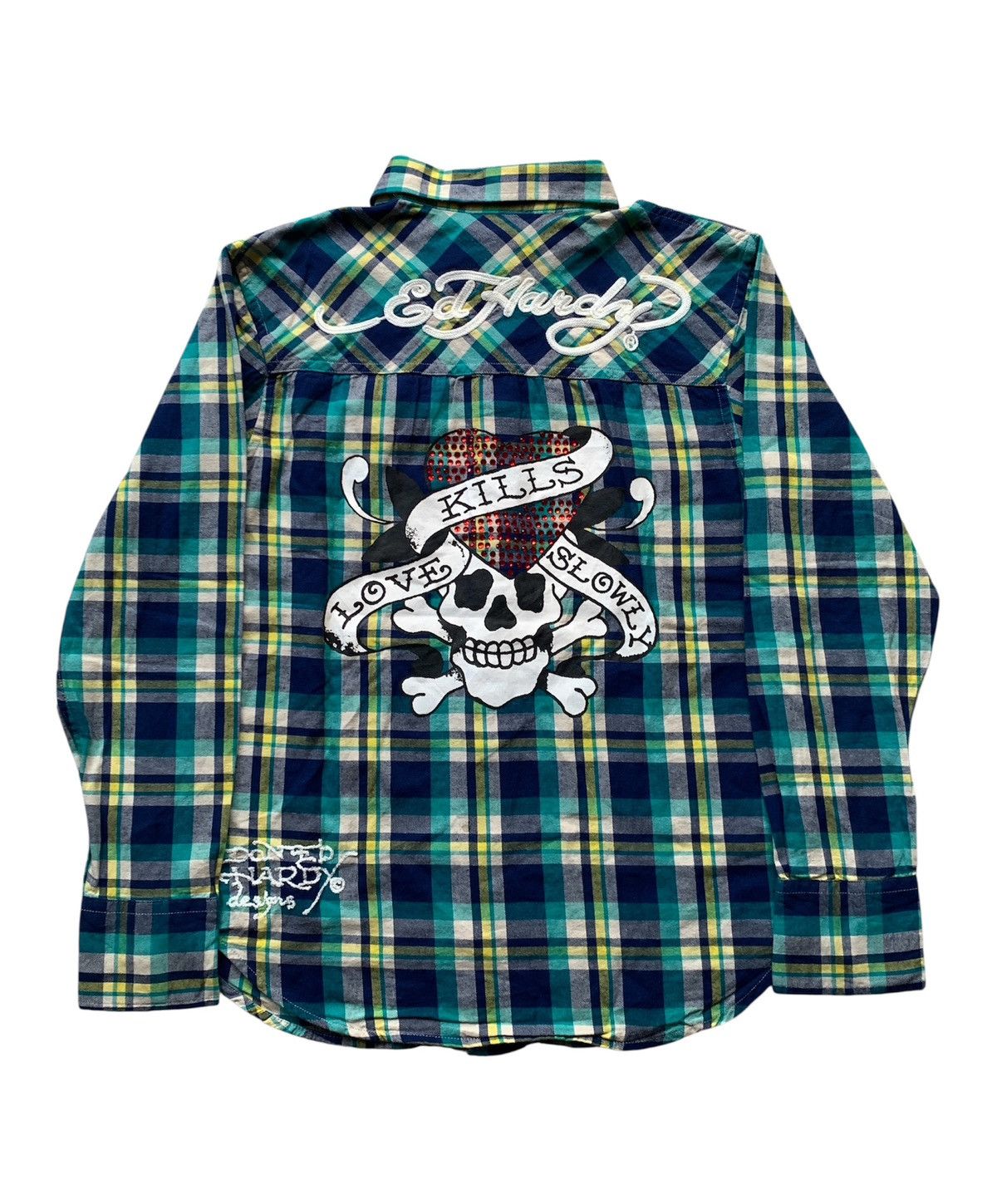 Ed Hardy Ed Hardy Christian Audigier Embroidery Flannel Shirt Y2K Size US M / EU 48-50 / 2 - 1 Thumbnail