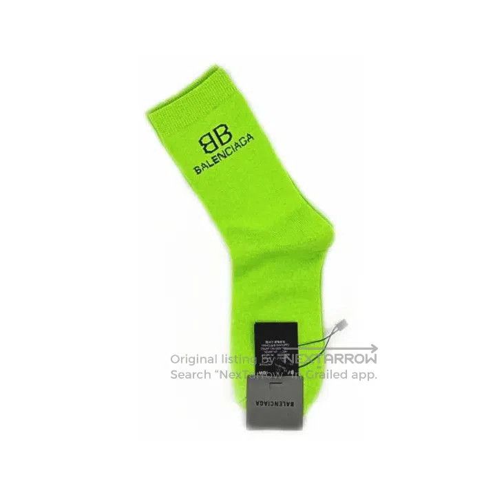 Balenciaga Balenciaga Green Logo Embroidered Knit Socks. Size ONE SIZE - 2 Thumbnail