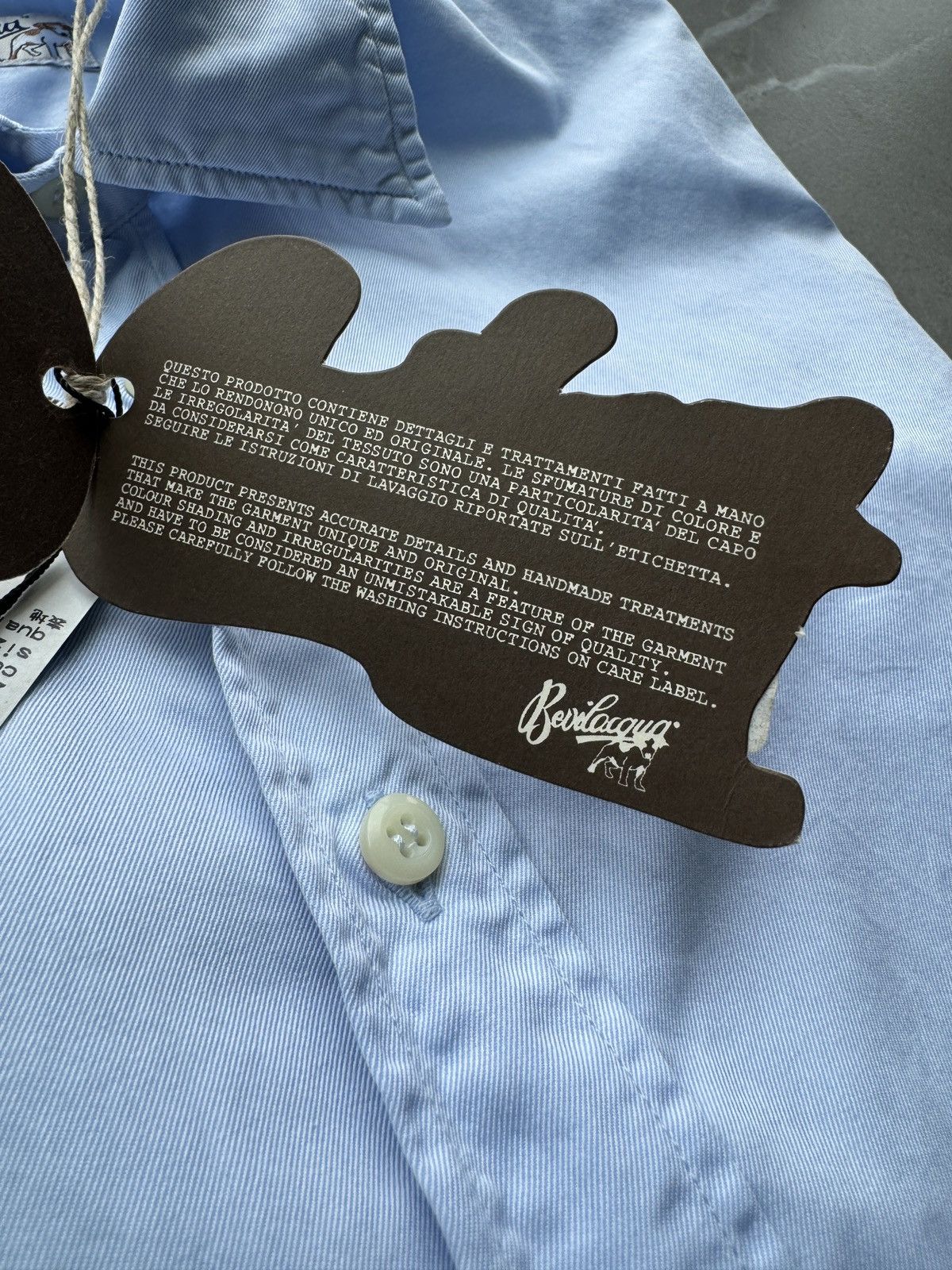 Bevilacqua BEVILACQUA Italy Handmade Mens Blue Cotton Dress Shirt Size US S / EU 44-46 / 1 - 10 Thumbnail