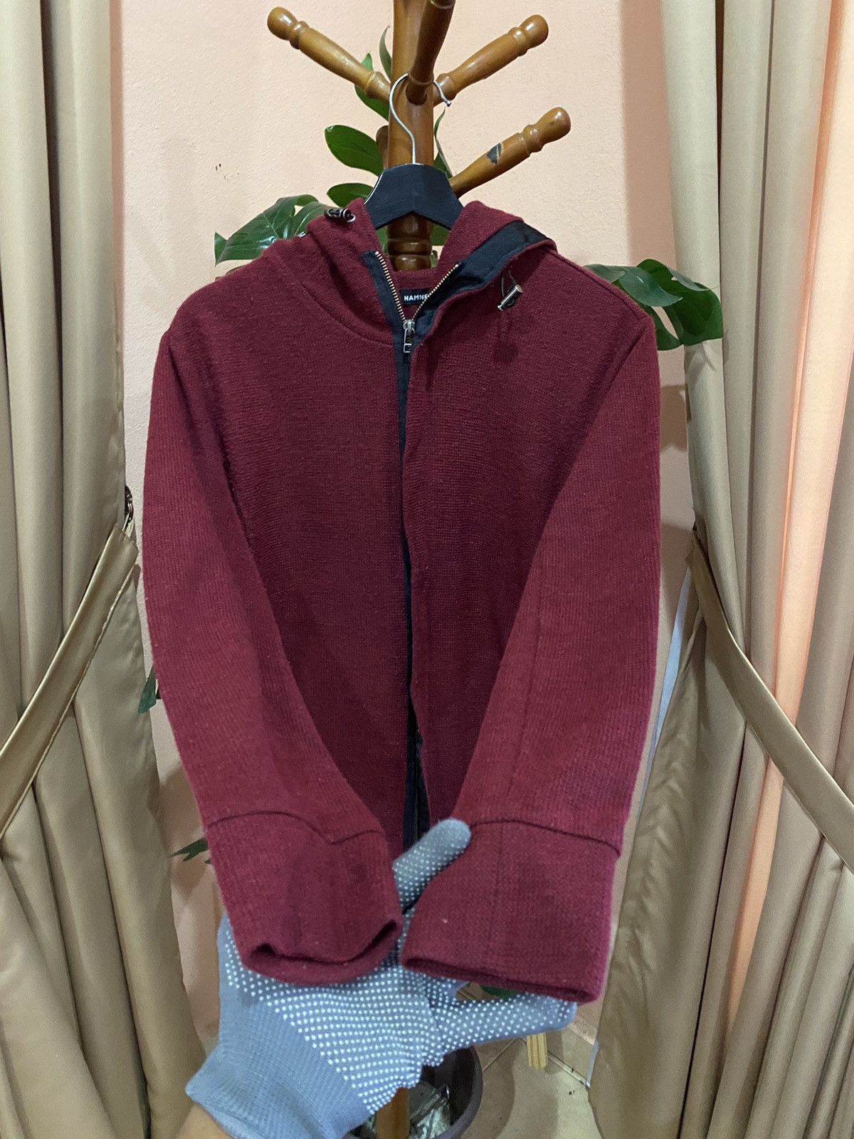 Katharine Hamnett London HAMNETT COZY MAROON HOODED WITH ZIPPER JACKET Size L / US 10 / IT 46 - 5 Thumbnail