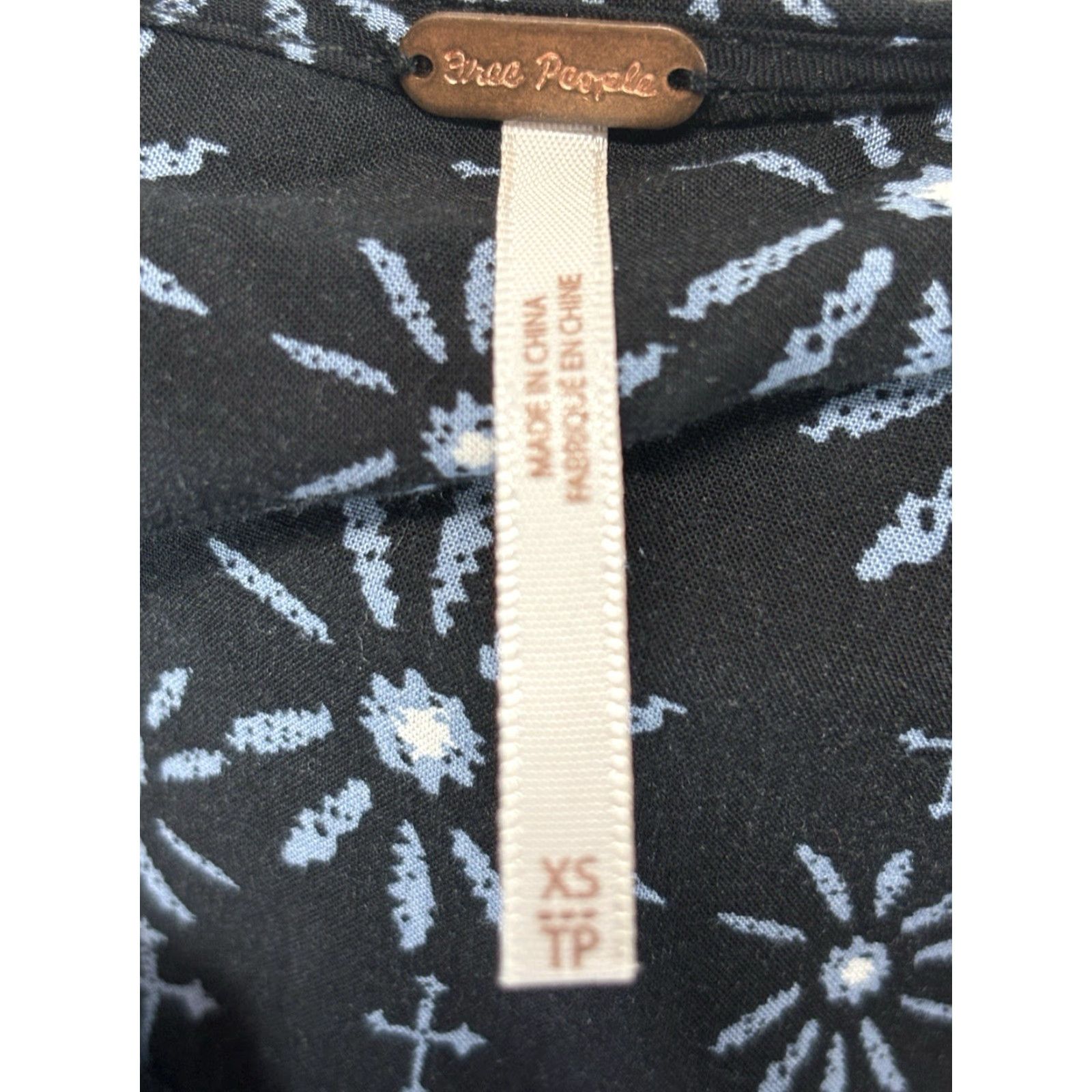 Free People VINTAGE Free People Tunic Top XS Women Boho Geometric Ruffle Balloon Sleeve V-Neck Mini Dress Blue Size XS / US 0-2 / IT 36-38 - 6 Thumbnail