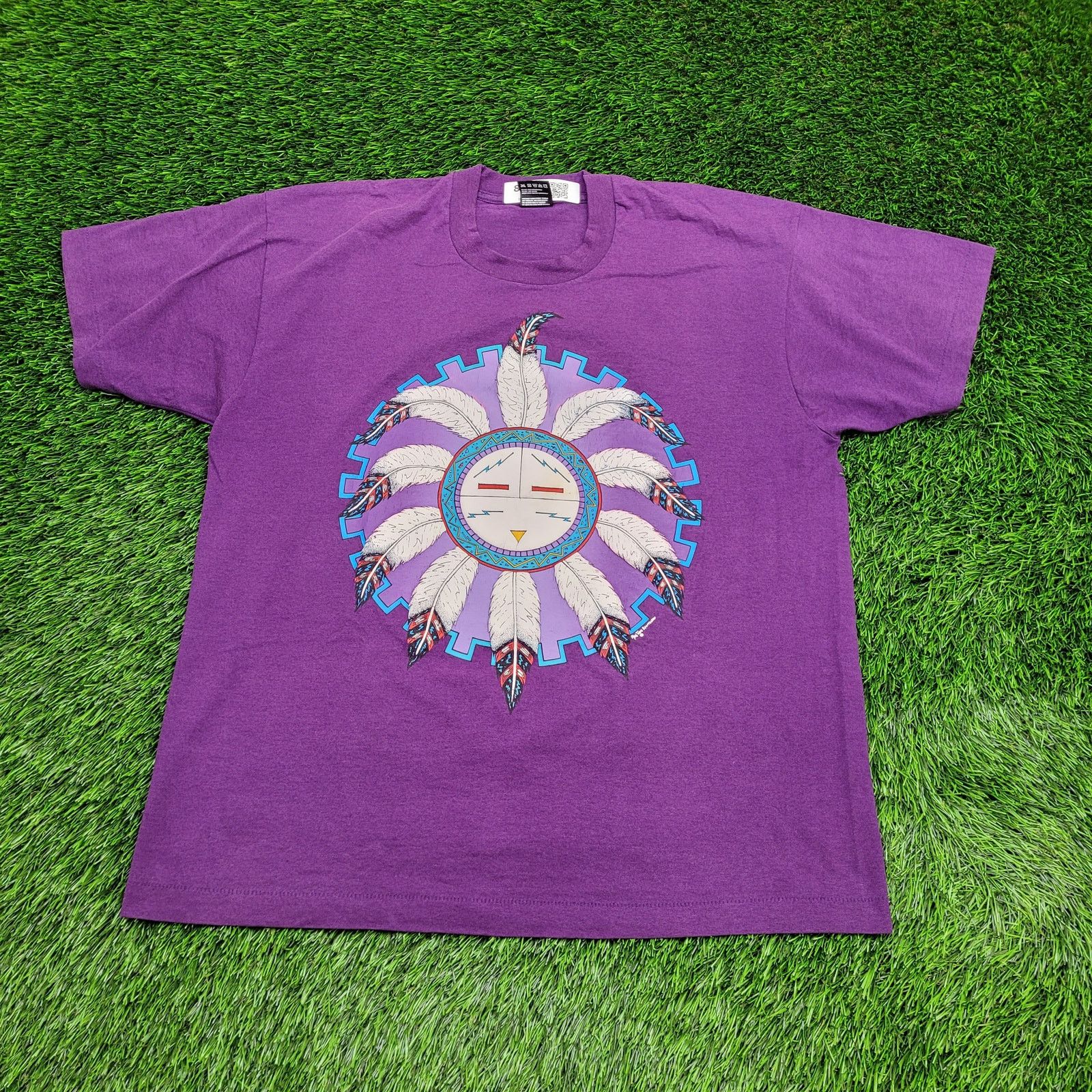 Fruit Of The Loom VTG 90s Rag Tops Sportswear Southwestern Art T-Shirt L Boxy Size US L / EU 52-54 / 3 - 1 Thumbnail
