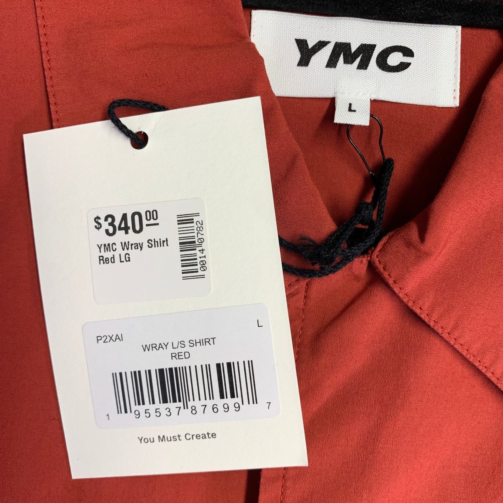 YMC Wray Red Brick Cotton Blend One Pocket Long Sleeve Shirt Size US L / EU 52-54 / 3 - 4 Thumbnail