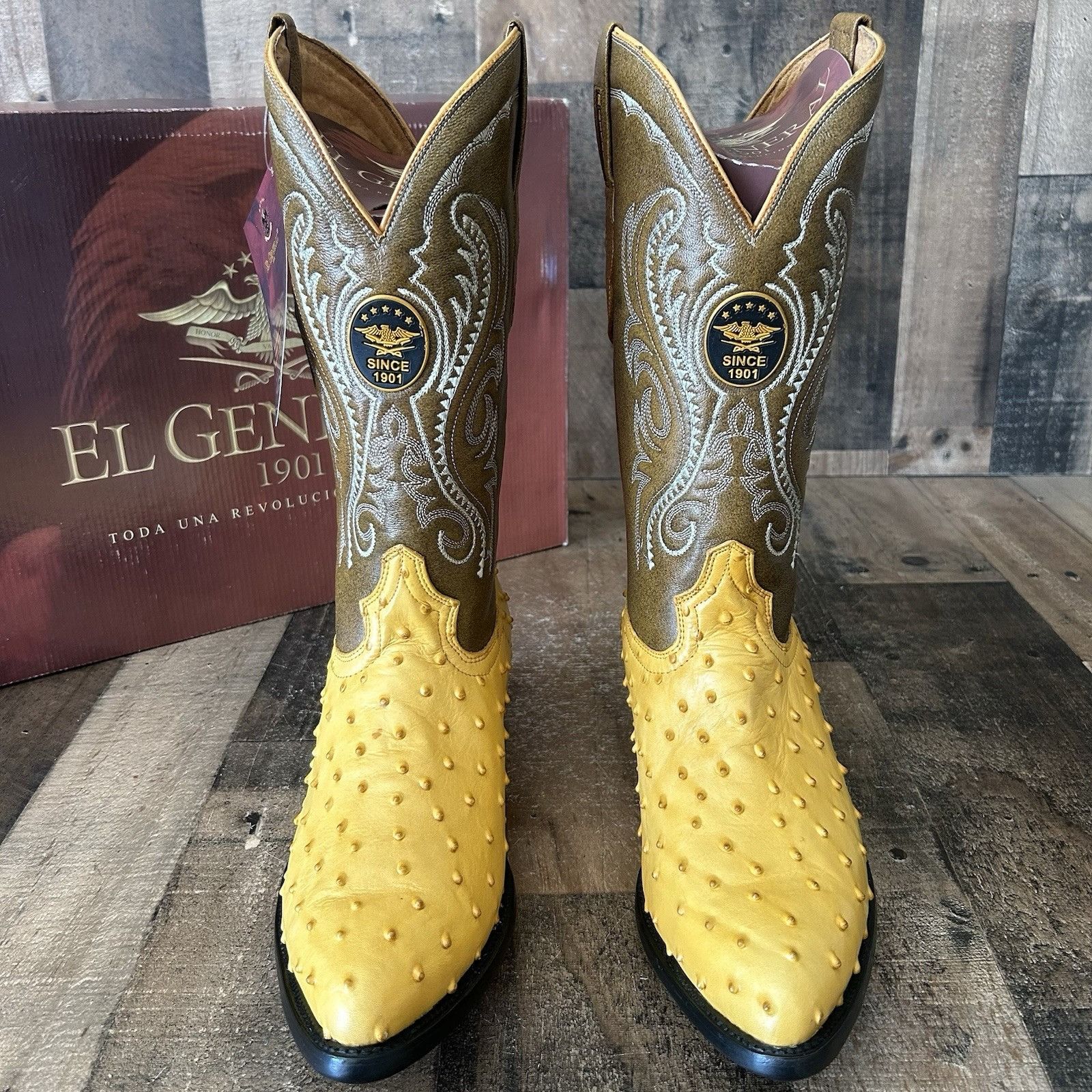 Vintage El General Ostrich Print Western Cowboy Boots Mens 11 EE Size US 11 / EU 44 - 9 Thumbnail