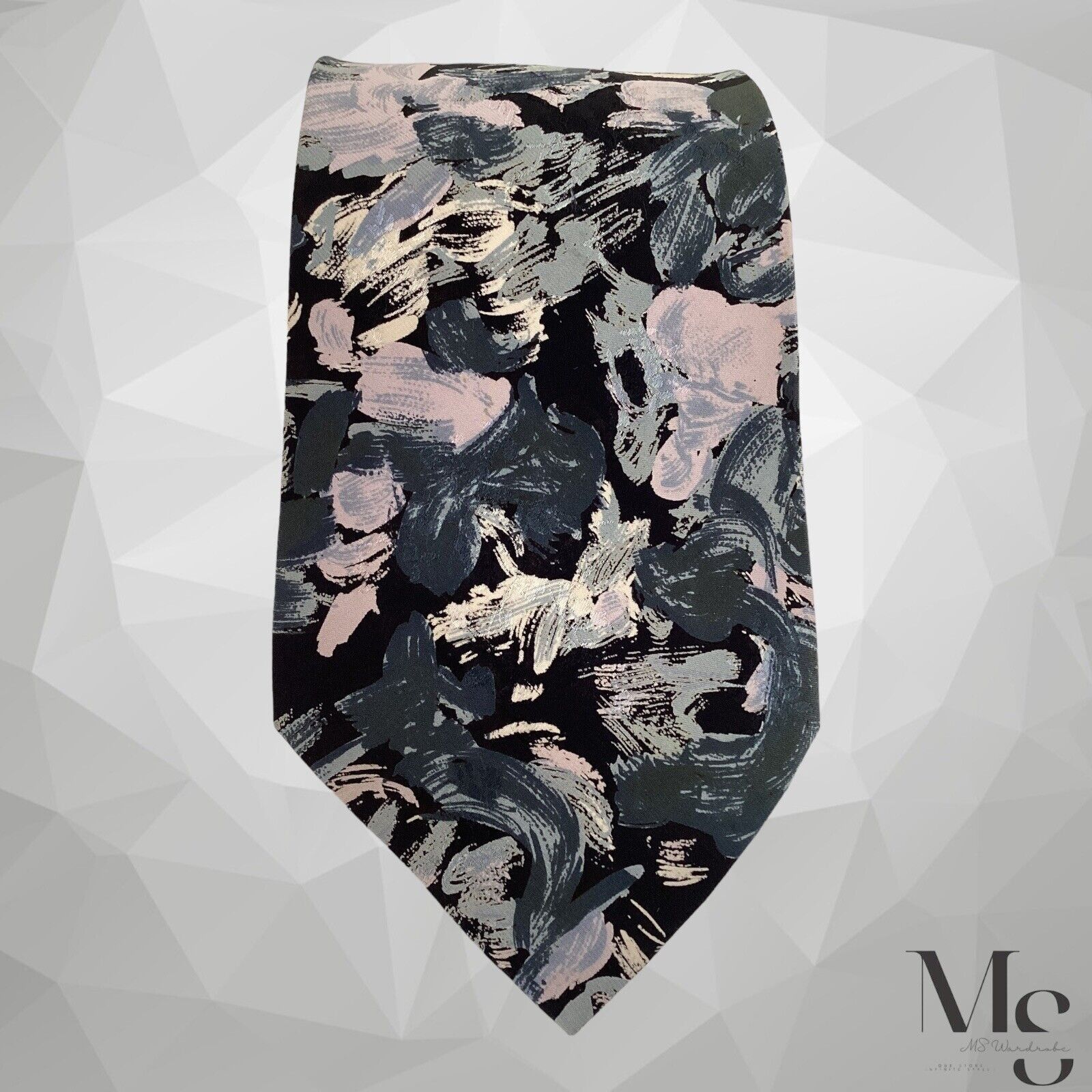 Santostefano SANTOSTEFANO Gray Art Print Luxury Silk Tie Made In Italy W: Size ONE SIZE - 2 Thumbnail