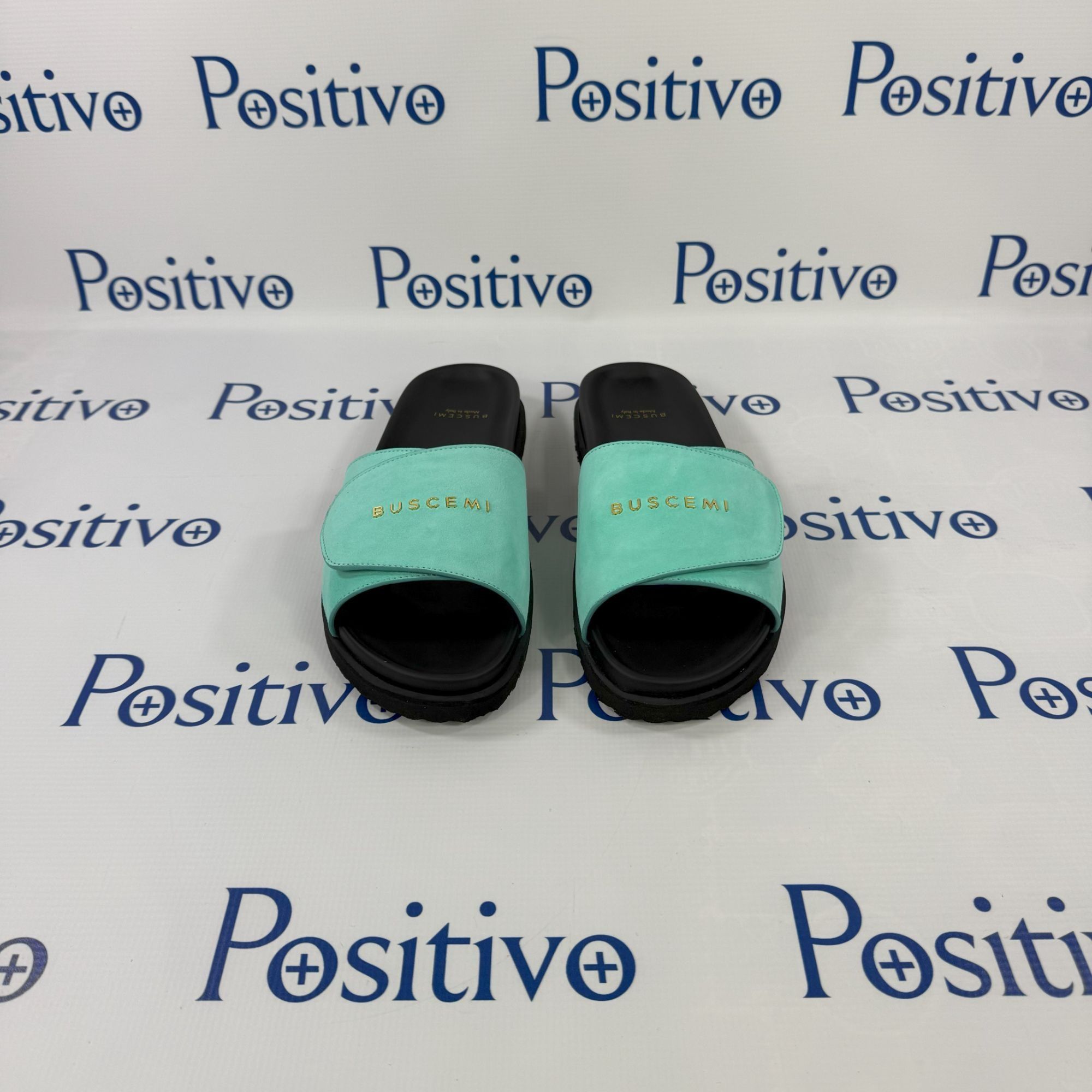 Buscemi Buscemi Scratch Slide Turquoise Leather Sandals US 8 EU 41 Size US 8 / EU 41 - 3 Thumbnail