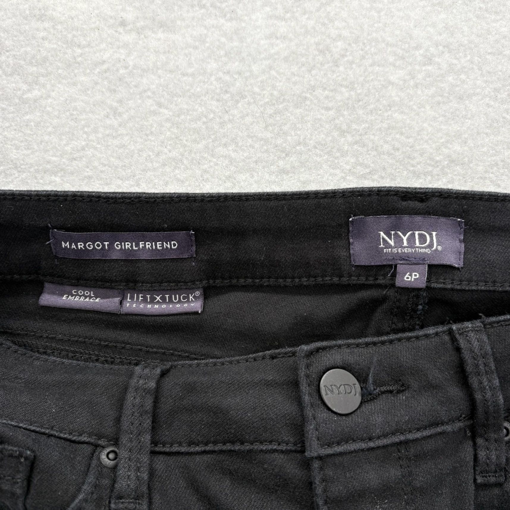 NYDJ VINTAGE NYDJ Margot Girlfriend Jeans Womens 6P Black Mid Rise Stretch Cool Embrace Denim Size 28" / US 6 / IT 42 - 3 Thumbnail